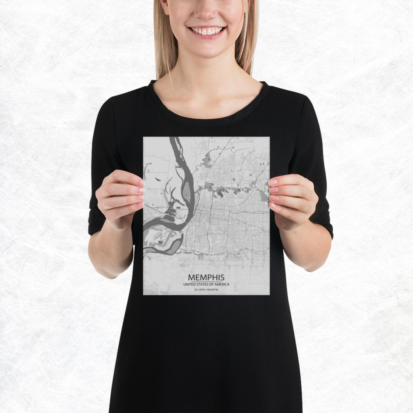 Memphis Light Grey Paper Map