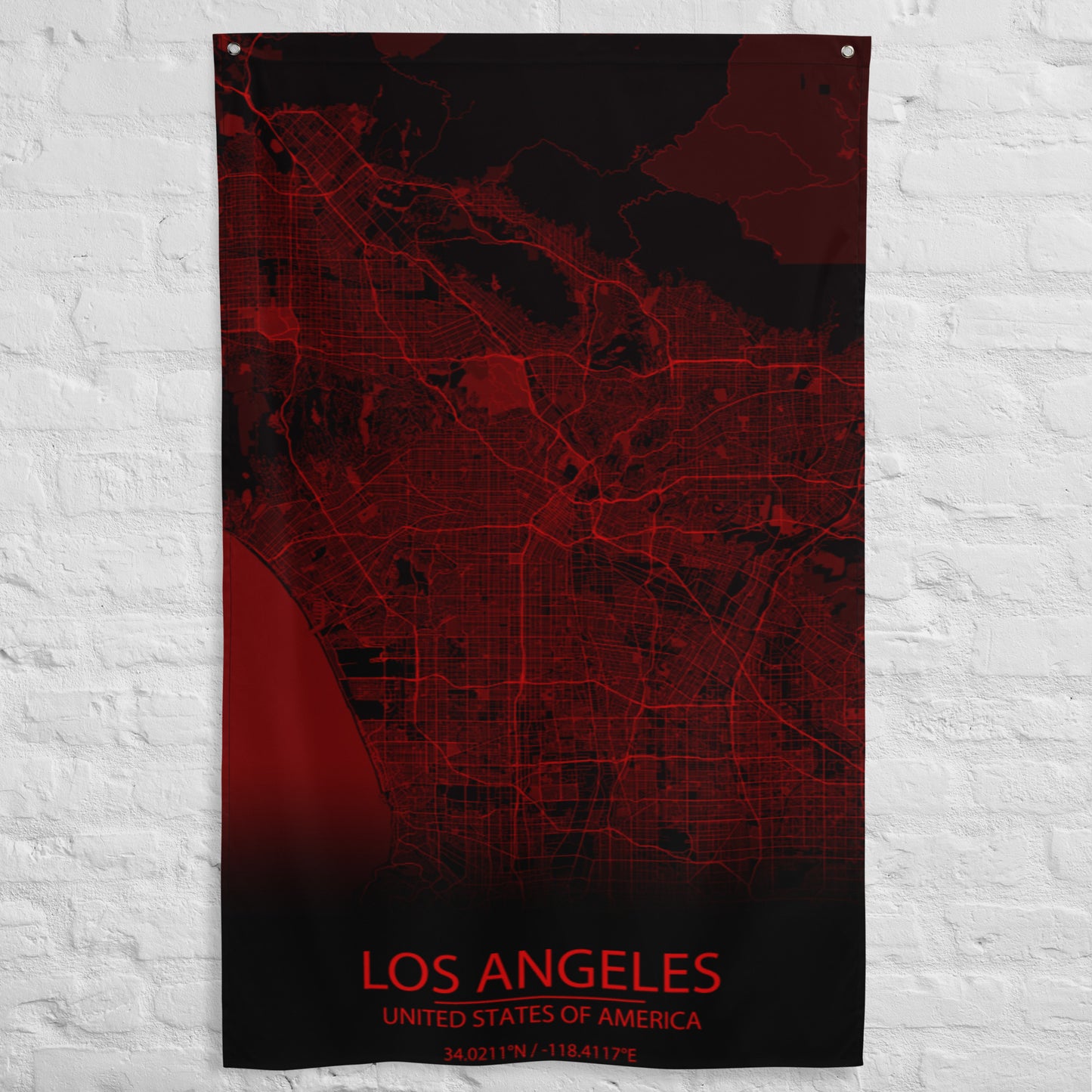 Los Angeles Black and Red Flag Map