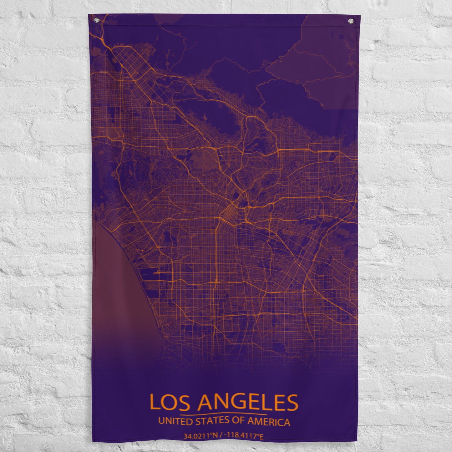 Los Angeles Purple and Orange Flag Map