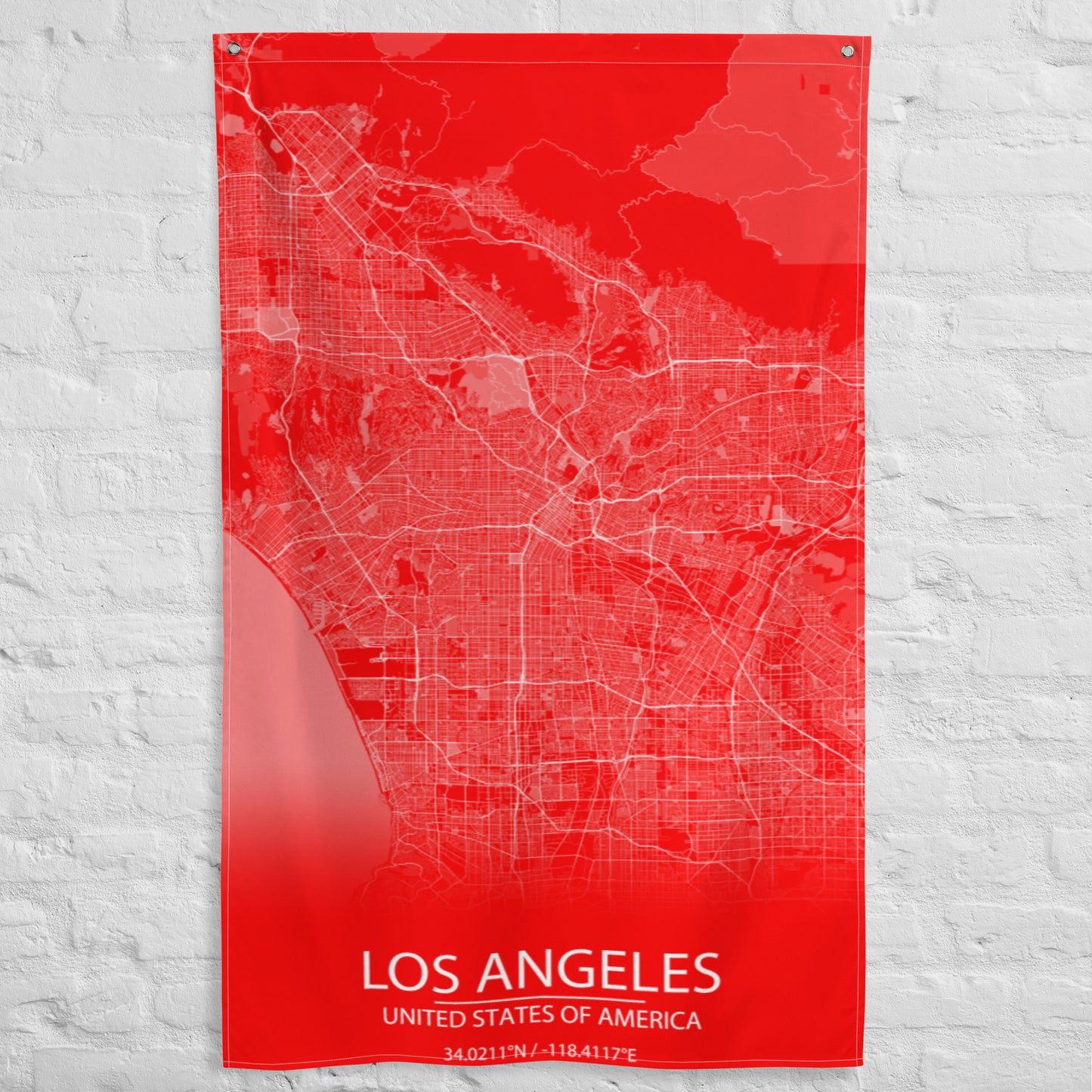 Los Angeles Red and White Flag Map