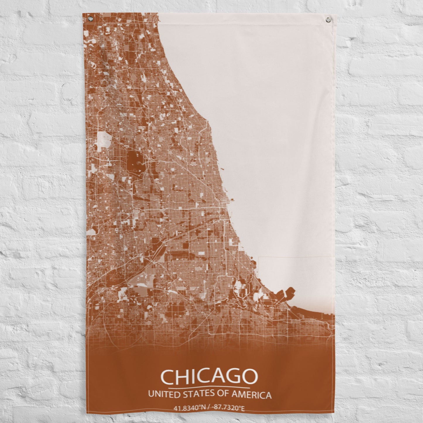 Chicago Brown and White Flag Map