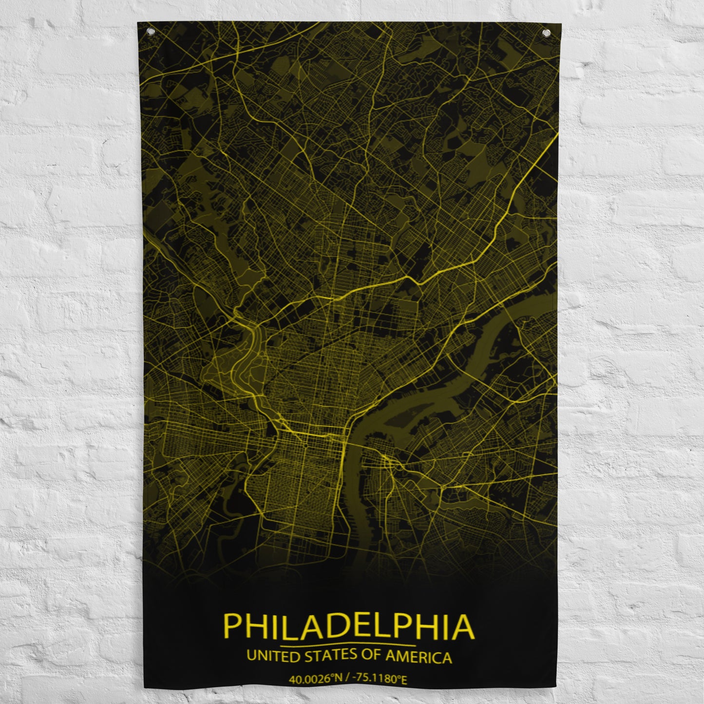 Philadelphia Black and Yellow Flag Map
