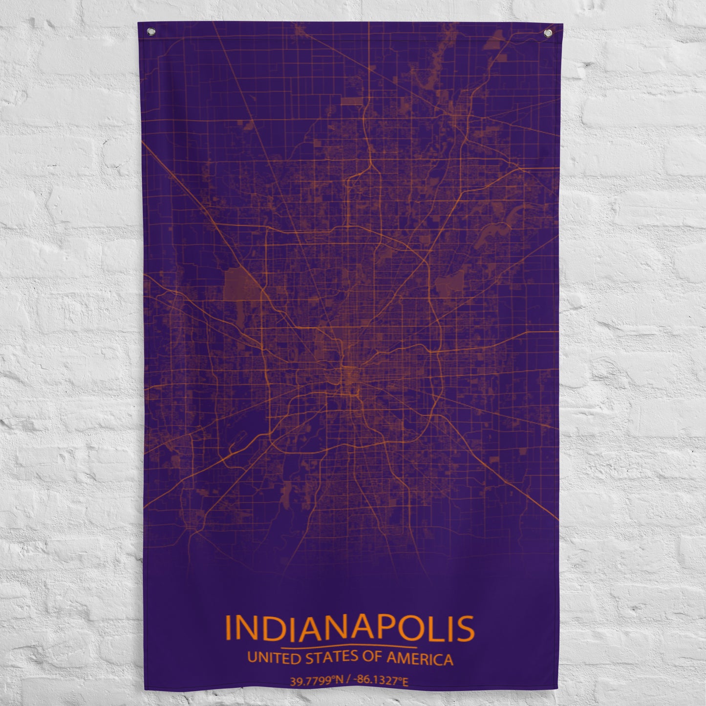 Indianapolis Purple and Orange Flag Map