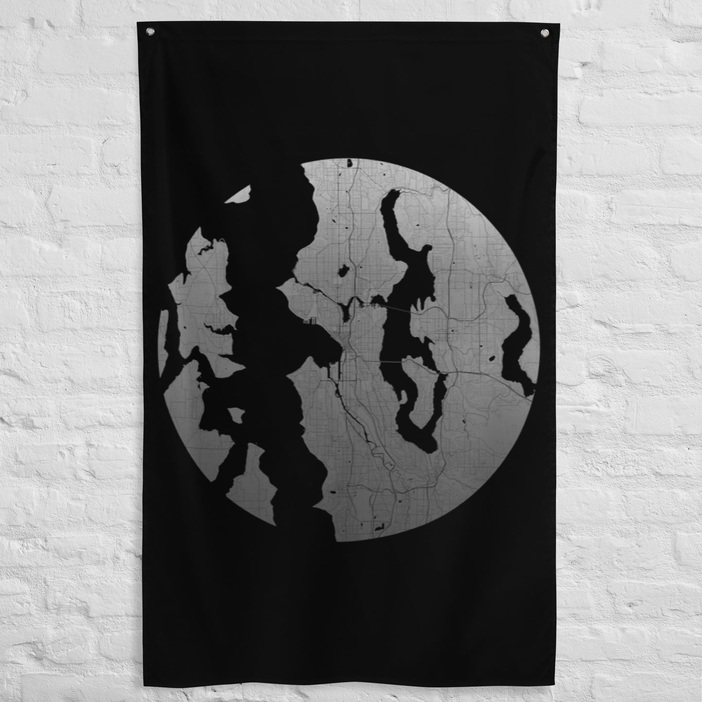 Seattle Silver on Black Flag Map