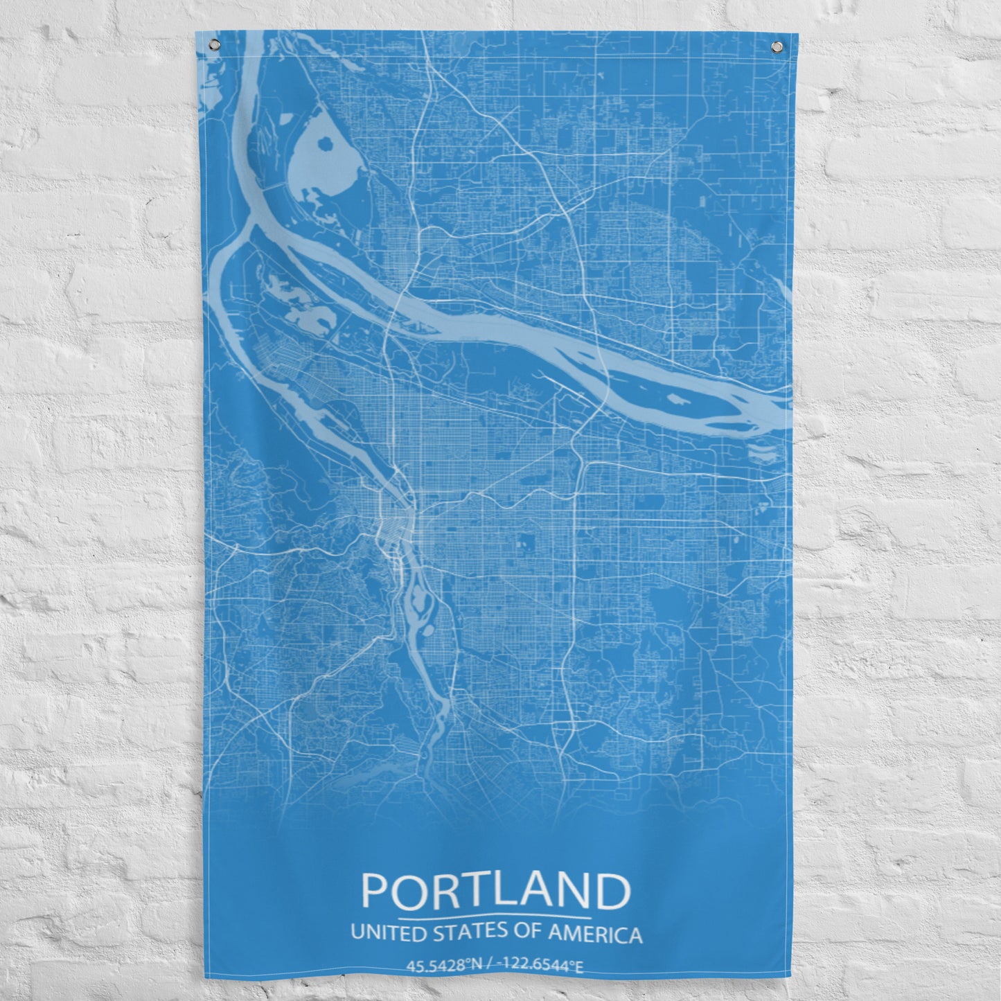 Portland Blue and White Flag Map