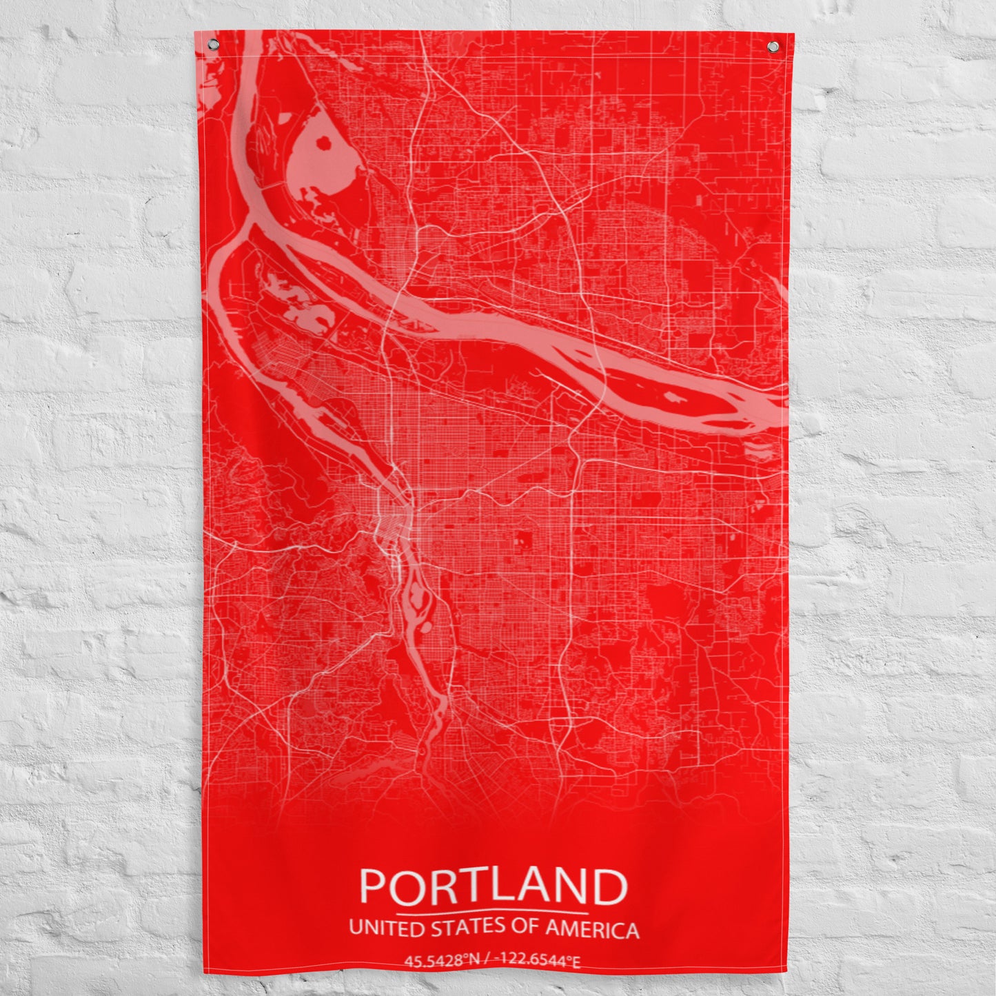 Portland Red and White Flag Map