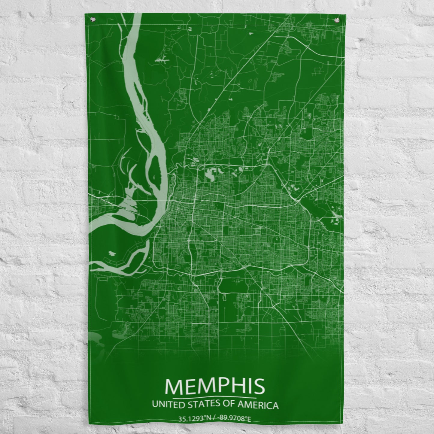 Memphis Green and White Flag Map