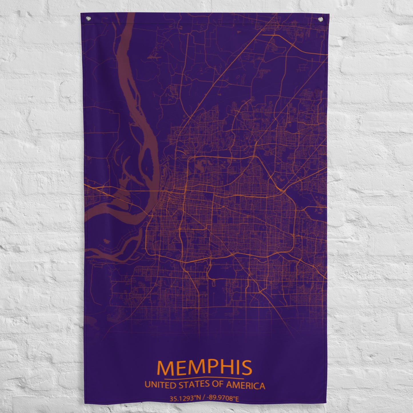 Memphis Purple and Orange Flag Map