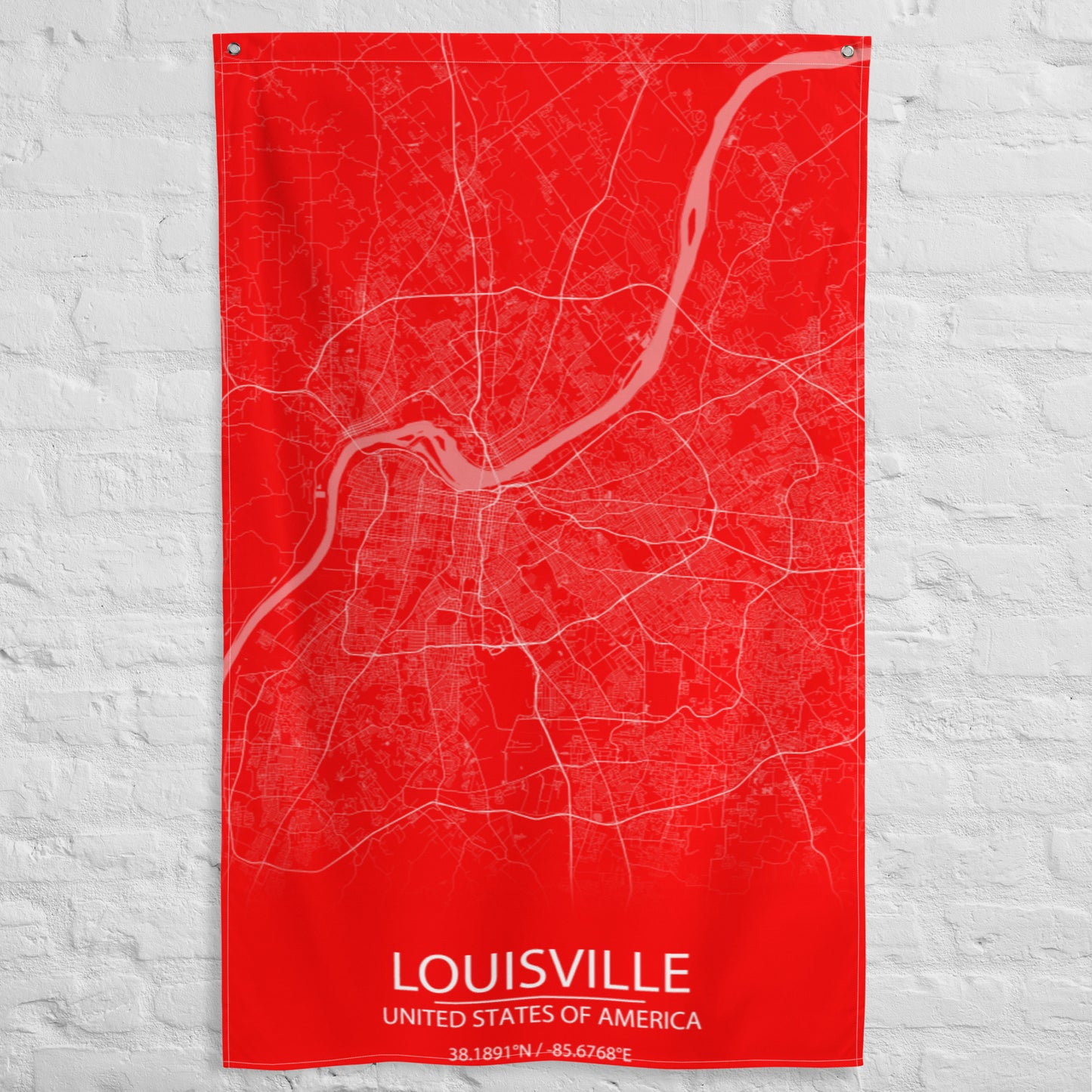 Louisville Red and White Flag Map
