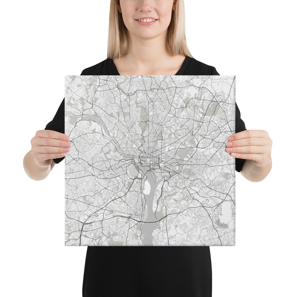 Washington, D.C. White Canvas Map