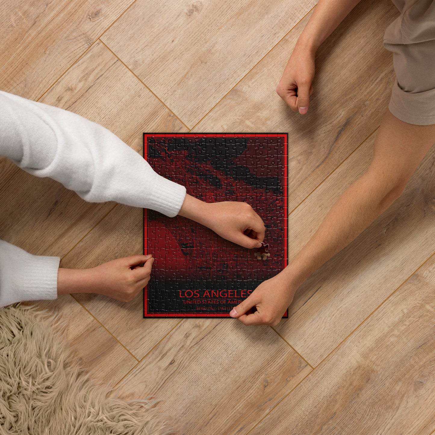 Los Angeles Black and Red Map Jigsaw Puzzle