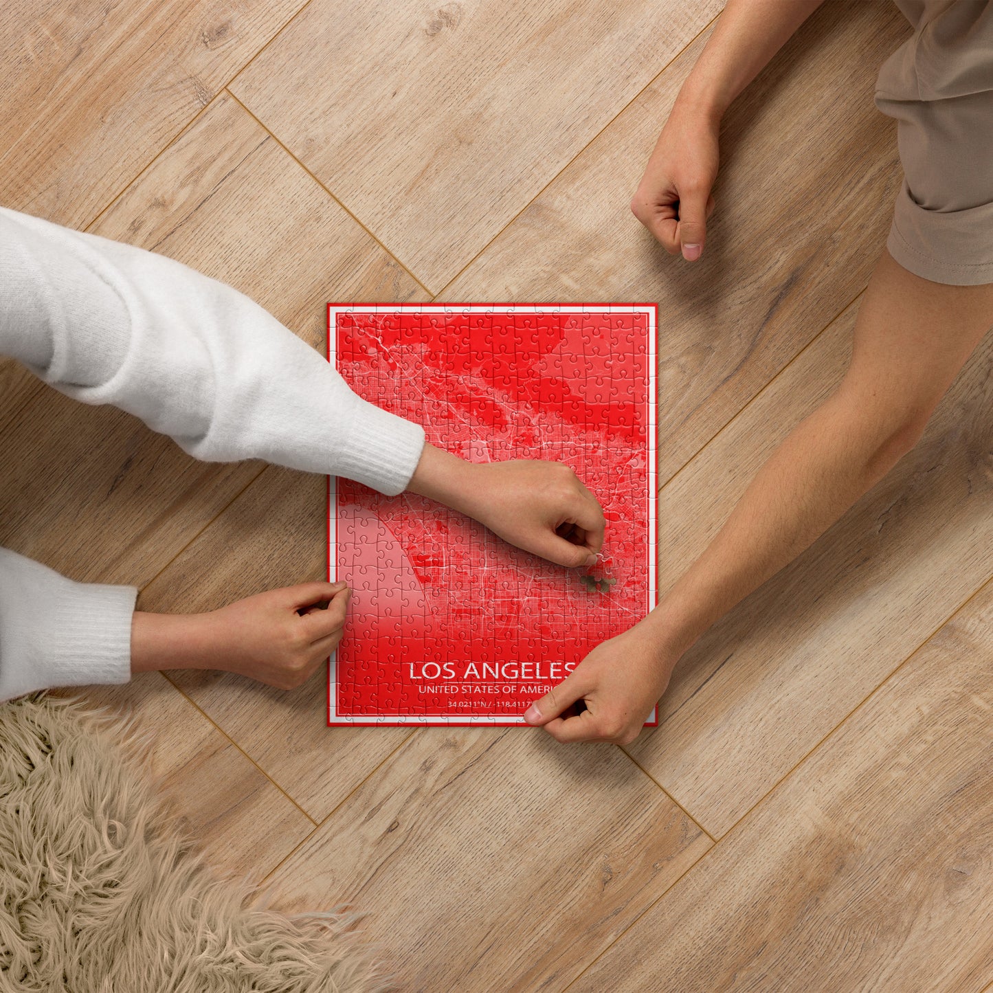 Los Angeles Red and White Map Jigsaw Puzzle
