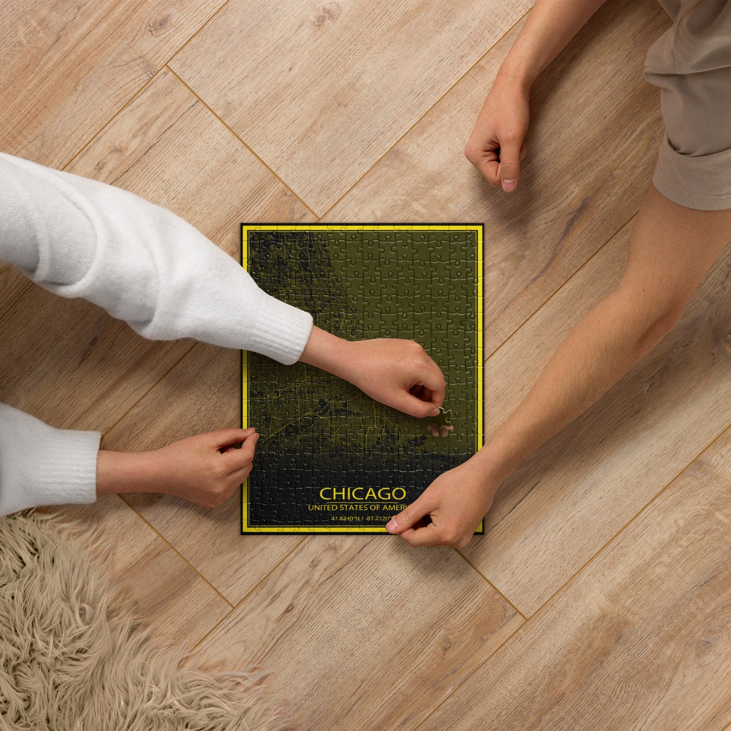 Chicago Black and Yellow Map Jigsaw Puzzle