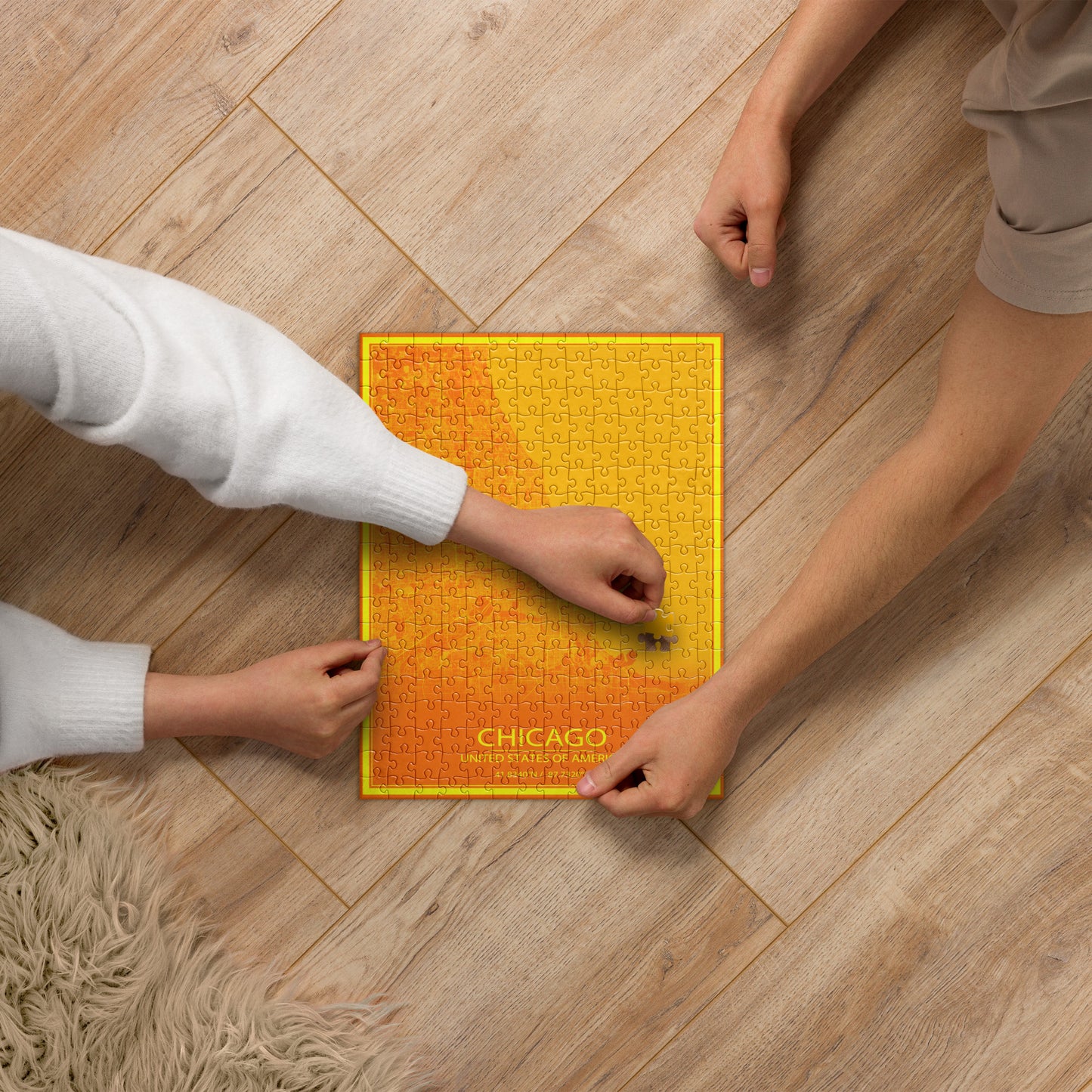 Chicago Orange and Yellow Map Jigsaw Puzzle