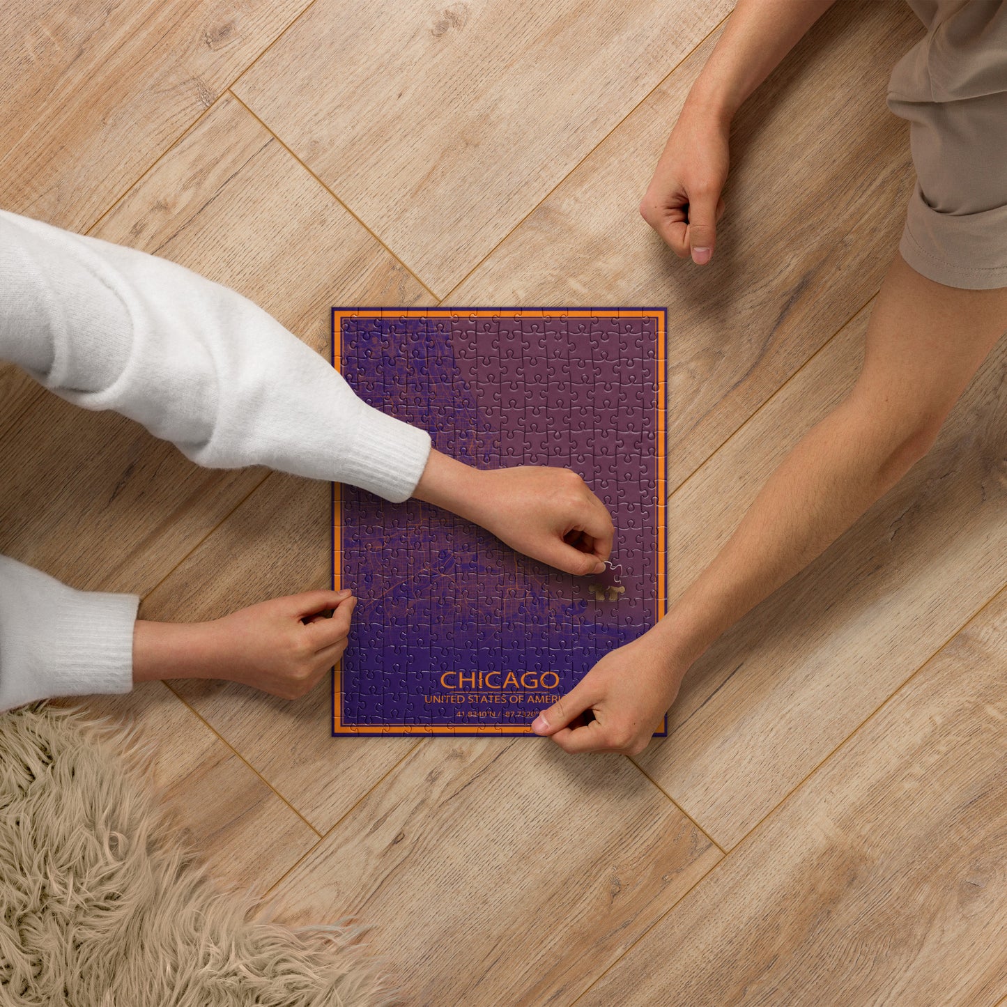 Chicago Purple and Orange Map Jigsaw Puzzle