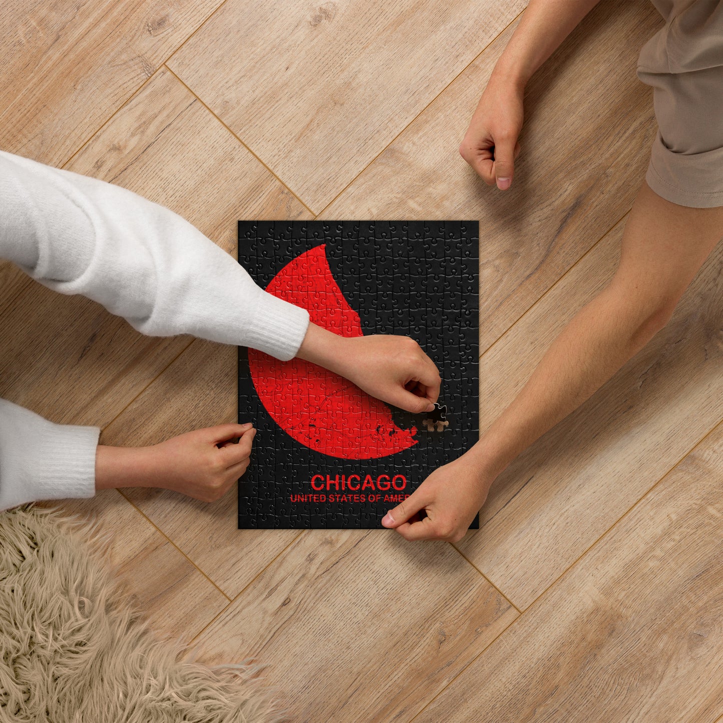 Chicago Circular Red Map Jigsaw Puzzle