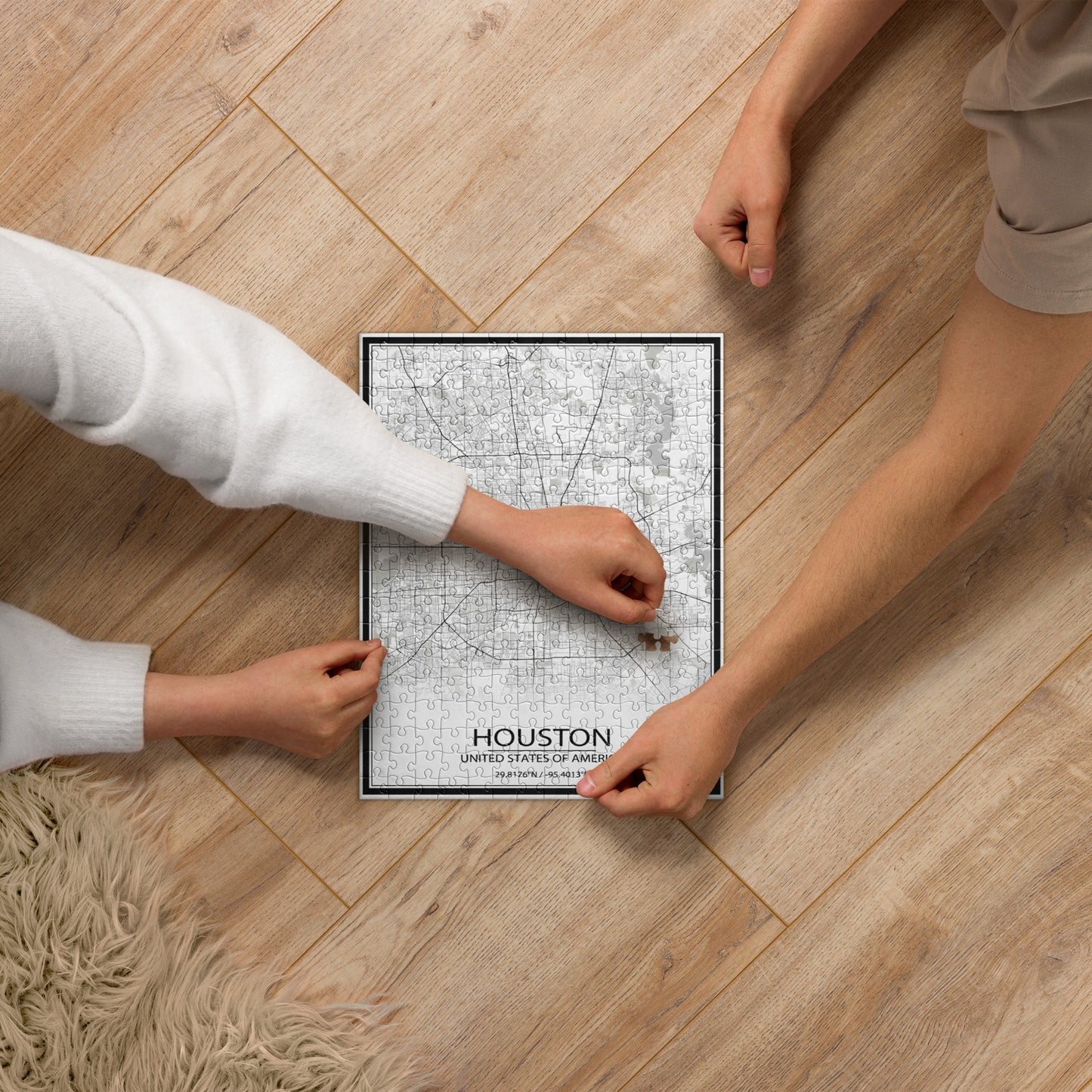 Houston White Map Jigsaw Puzzle