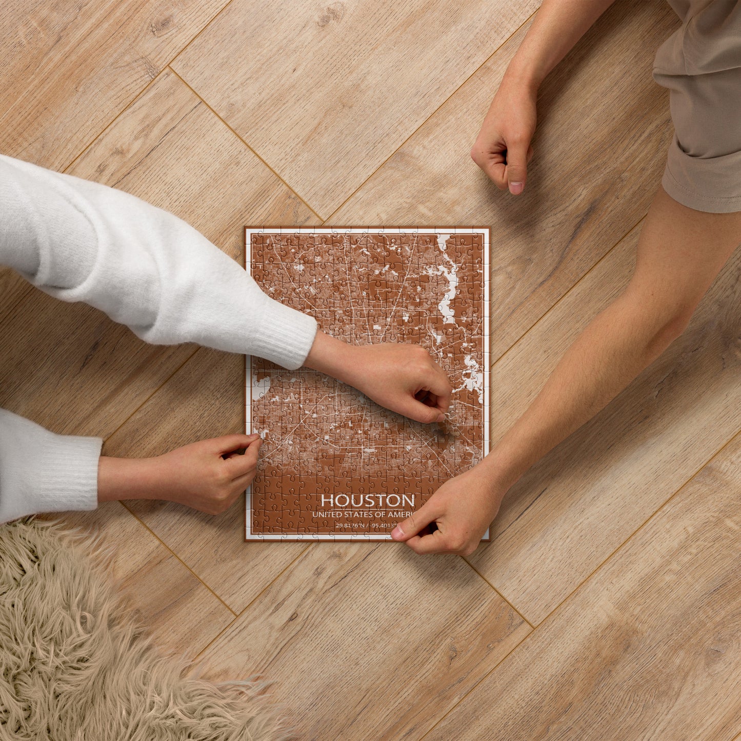 Houston Brown and White Map Jigsaw Puzzle