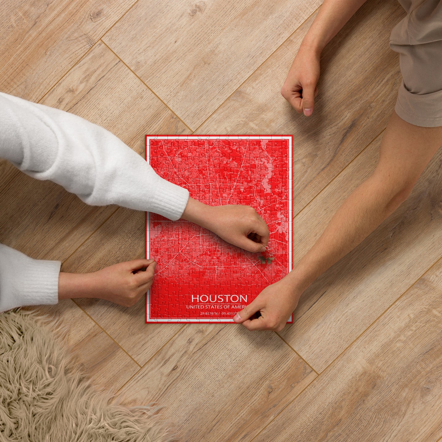 Houston Red and White Map Jigsaw Puzzle