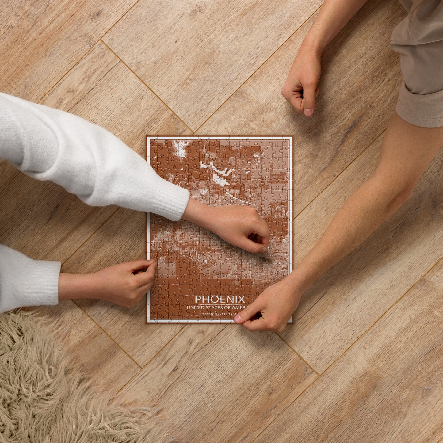 Phoenix Brown and White Map Jigsaw Puzzle