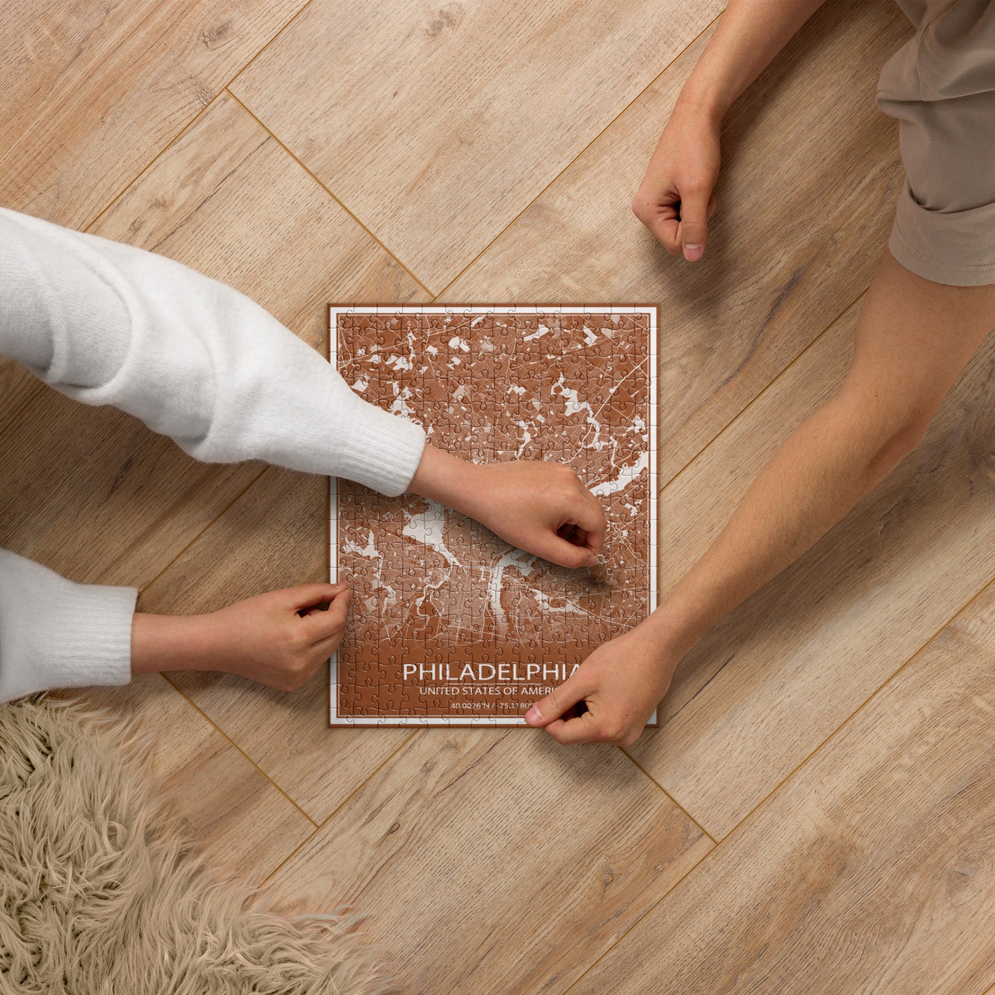 Philadelphia Brown and White Map Jigsaw Puzzle