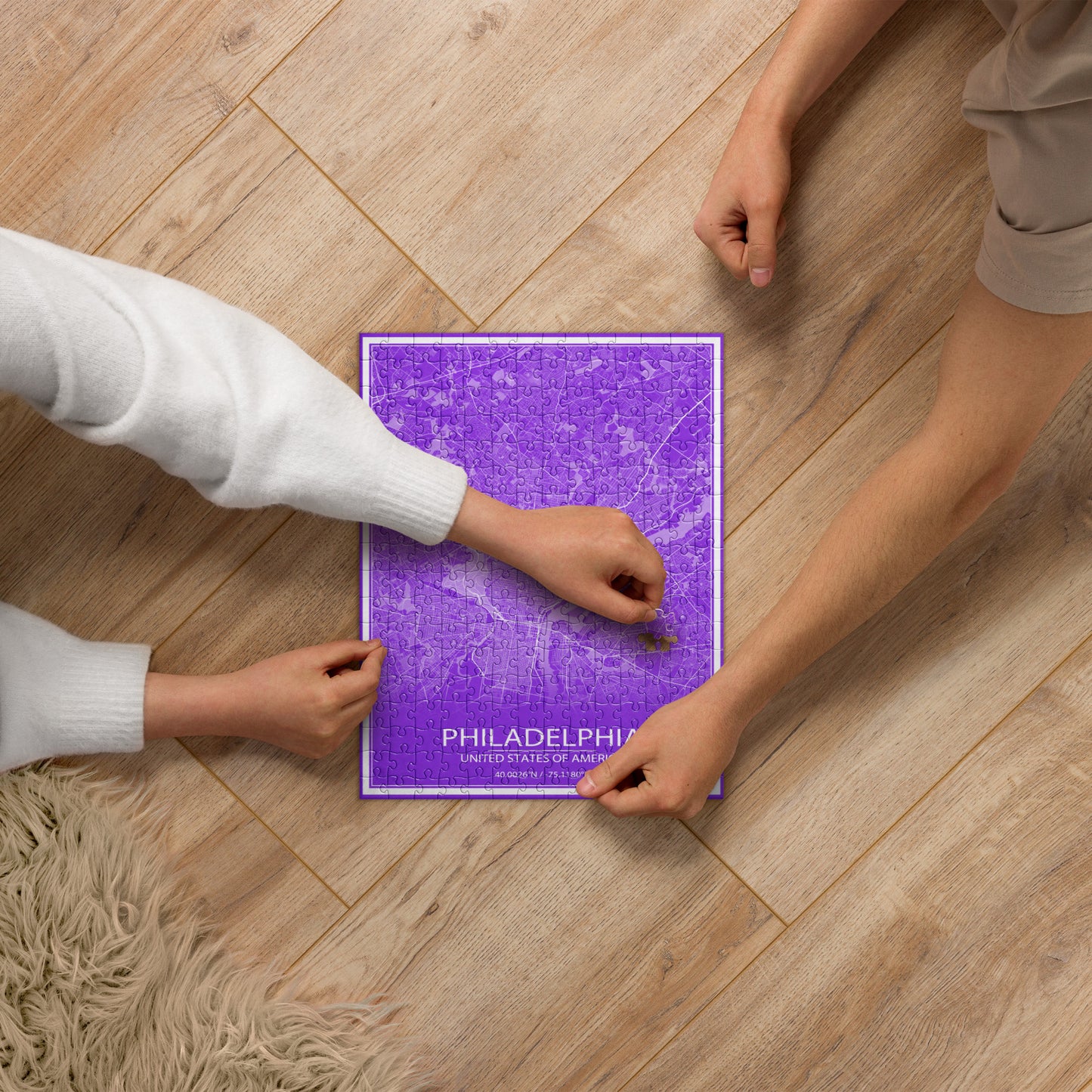 Philadelphia Purple and White Map Jigsaw Puzzle