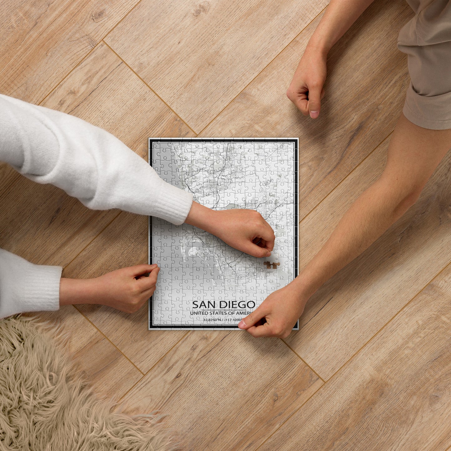 San Diego White Map Jigsaw Puzzle