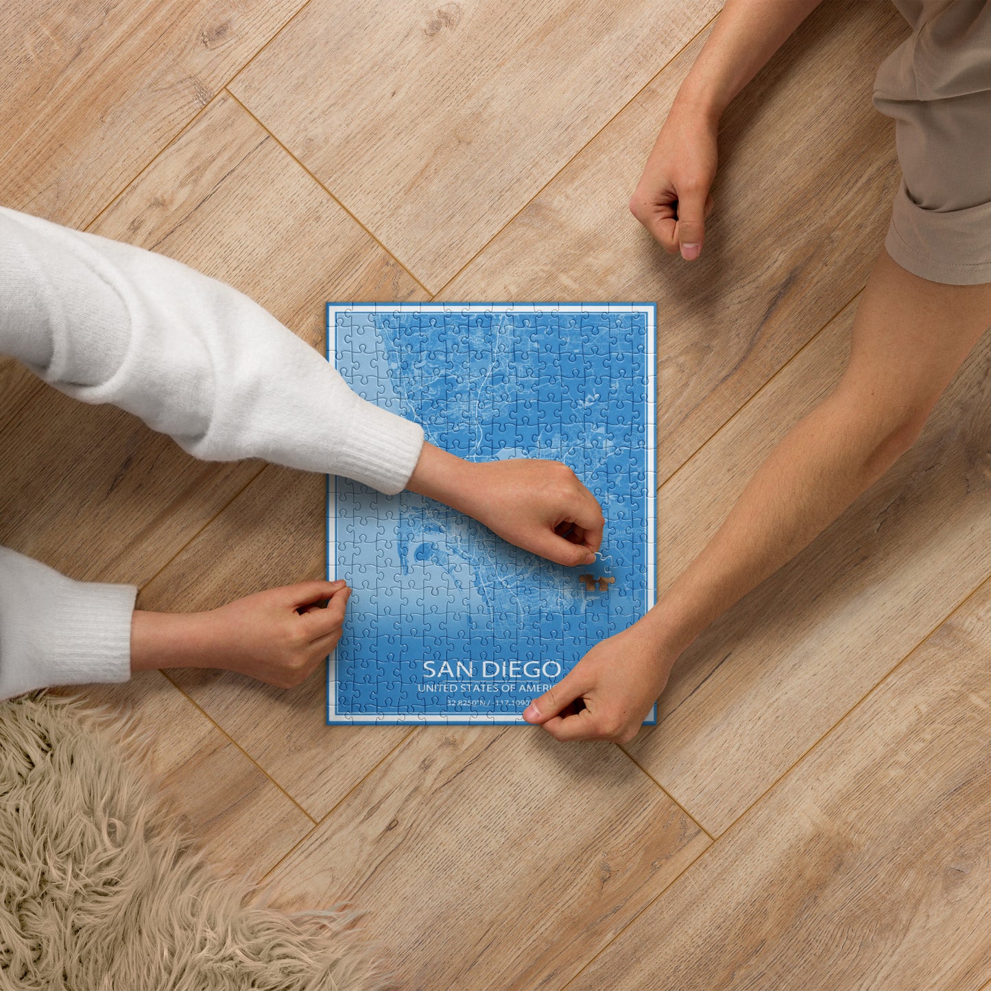 San Diego Blue and White Map Jigsaw Puzzle