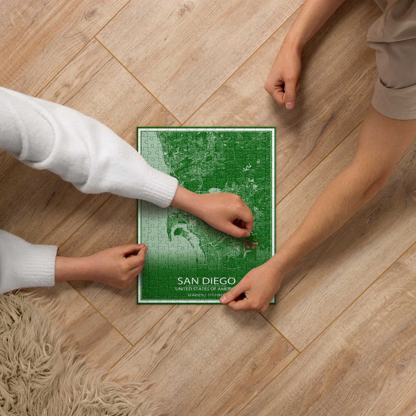 San Diego Green and White Map Jigsaw Puzzle