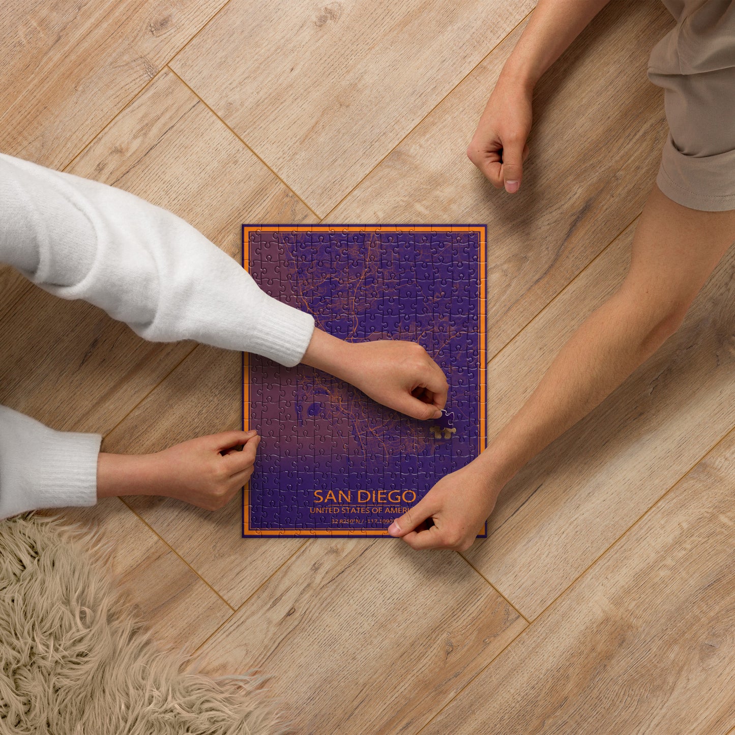 San Diego Purple and Orange Map Jigsaw Puzzle