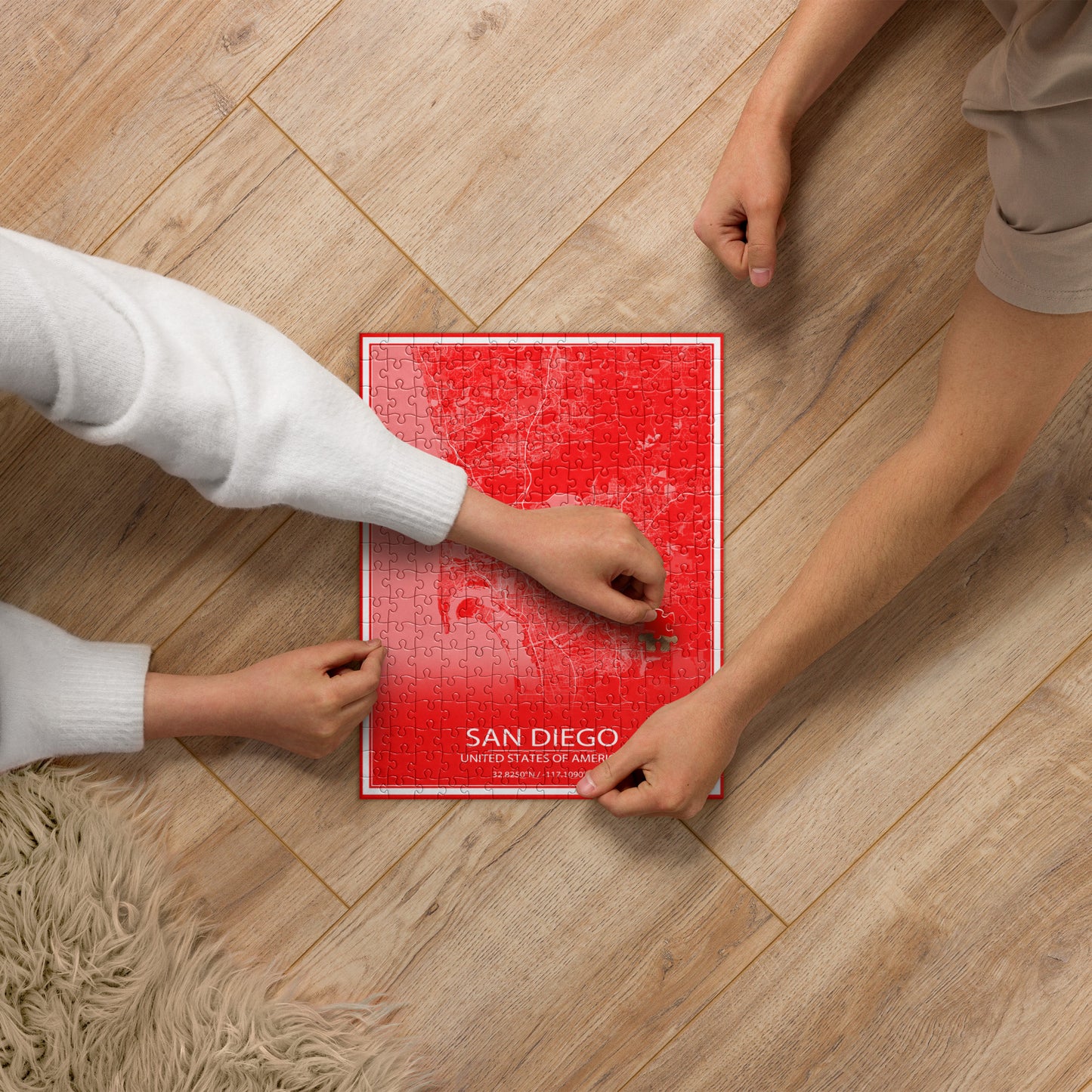 San Diego Red and White Map Jigsaw Puzzle
