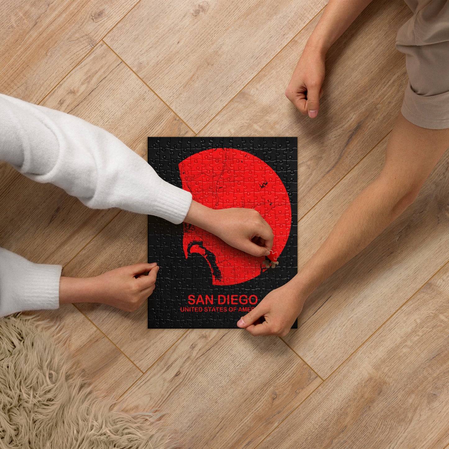 San Diego Circular Red Map Jigsaw Puzzle