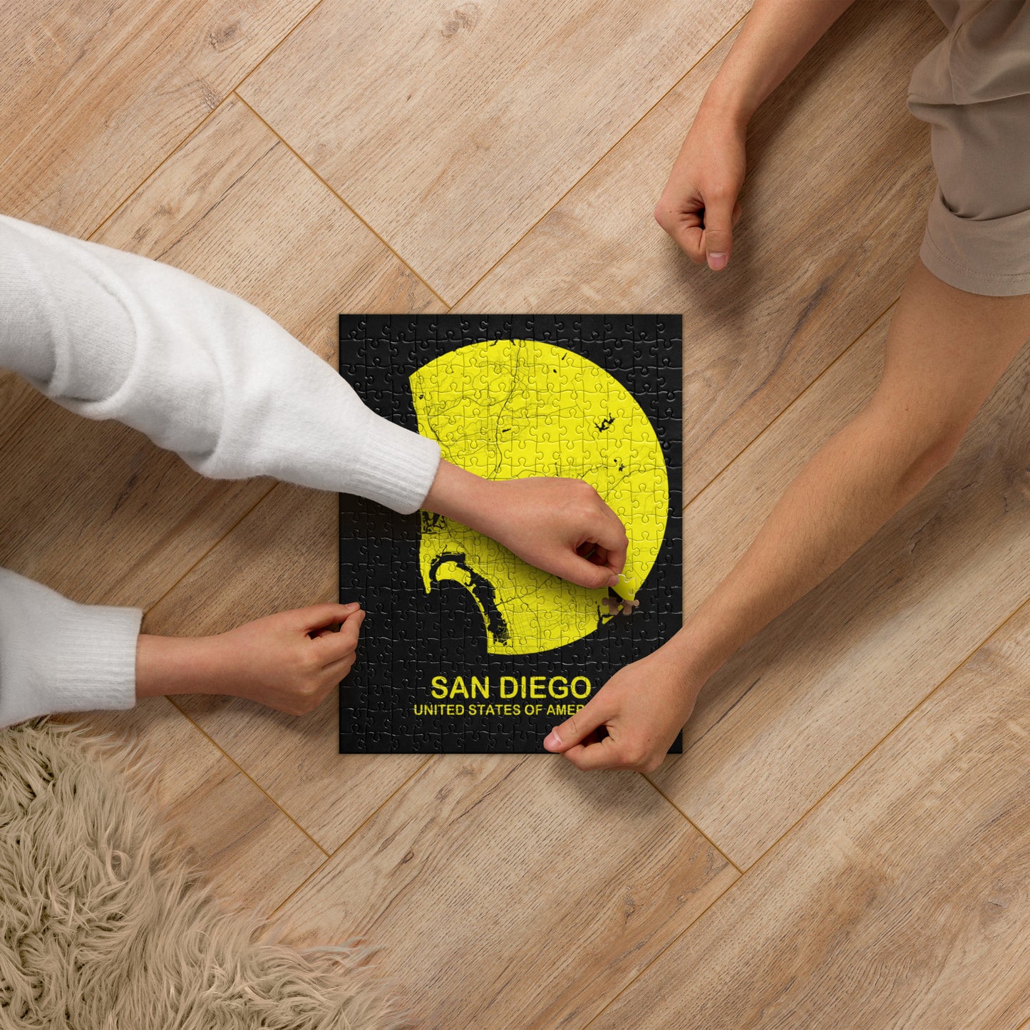 San Diego Circular Yellow Map Jigsaw Puzzle