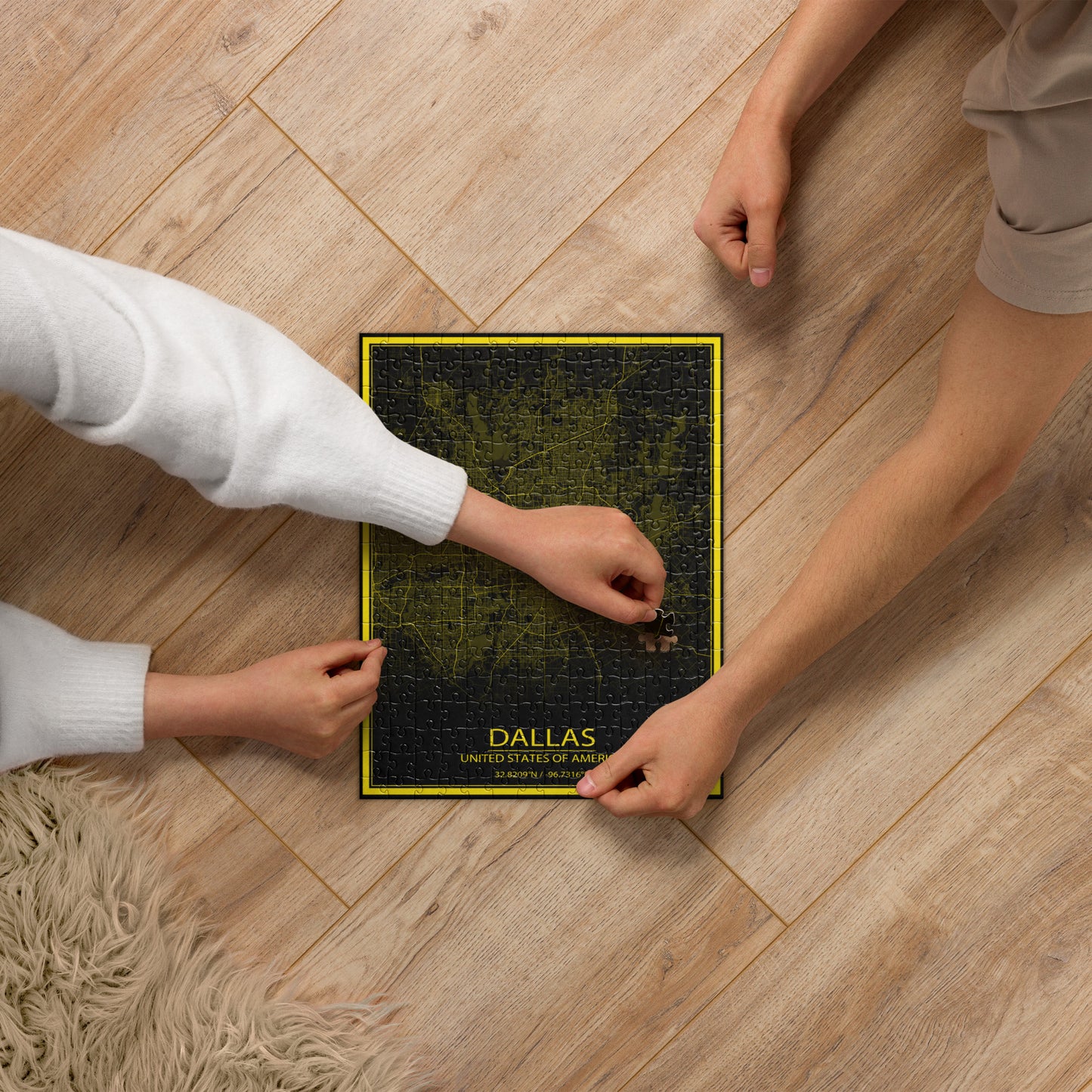 Dallas Black and Yellow Map Jigsaw Puzzle