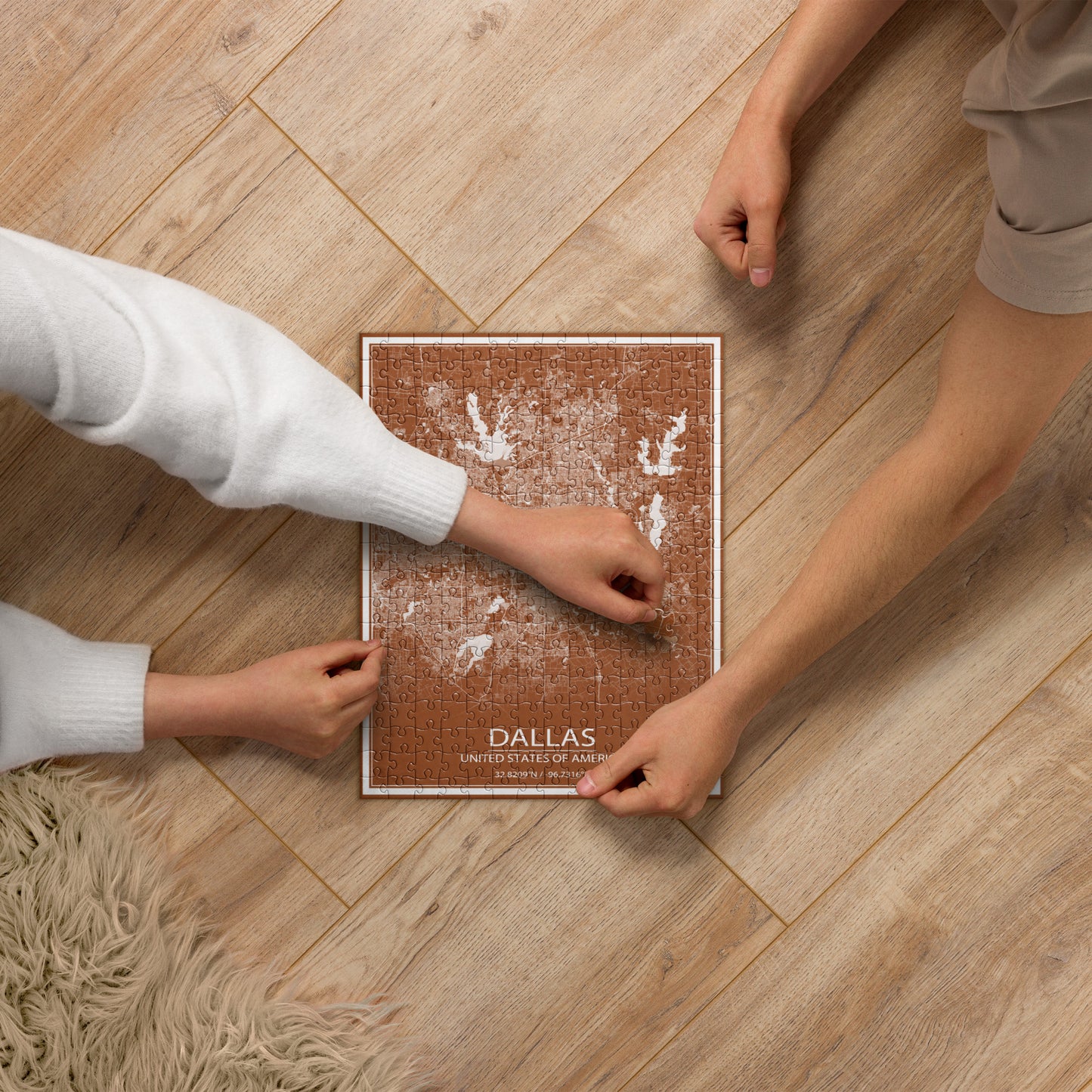 Dallas Brown and White Map Jigsaw Puzzle