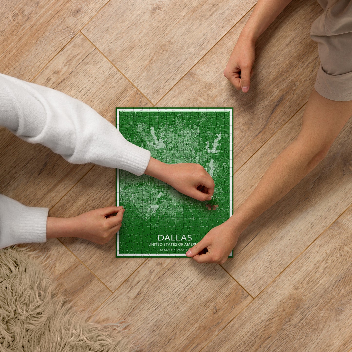 Dallas Green and White Map Jigsaw Puzzle