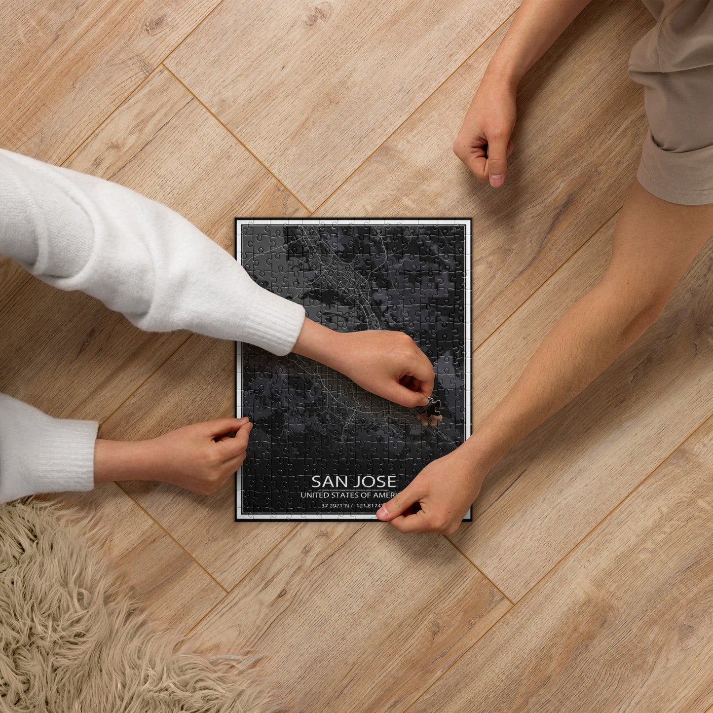 San Jose Black Map Jigsaw Puzzle