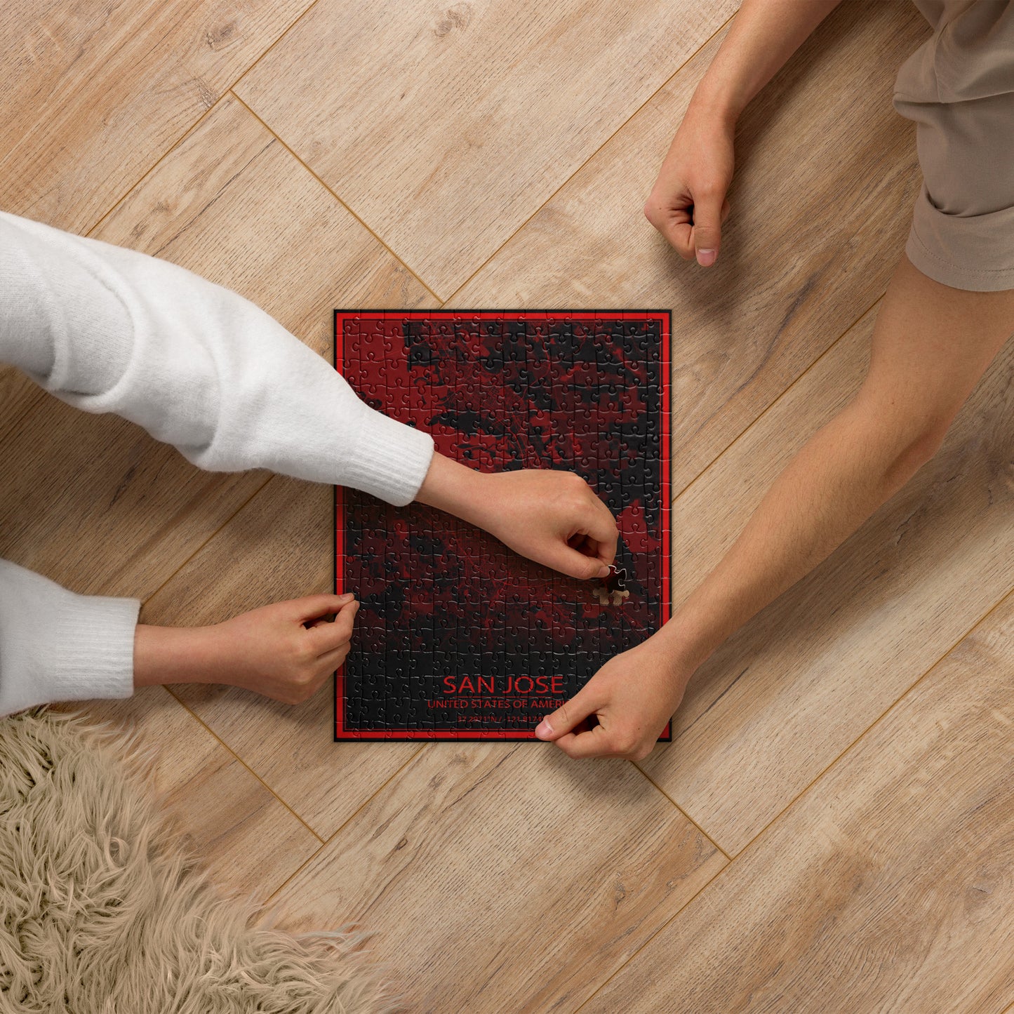 San Jose Black and Red Map Jigsaw Puzzle