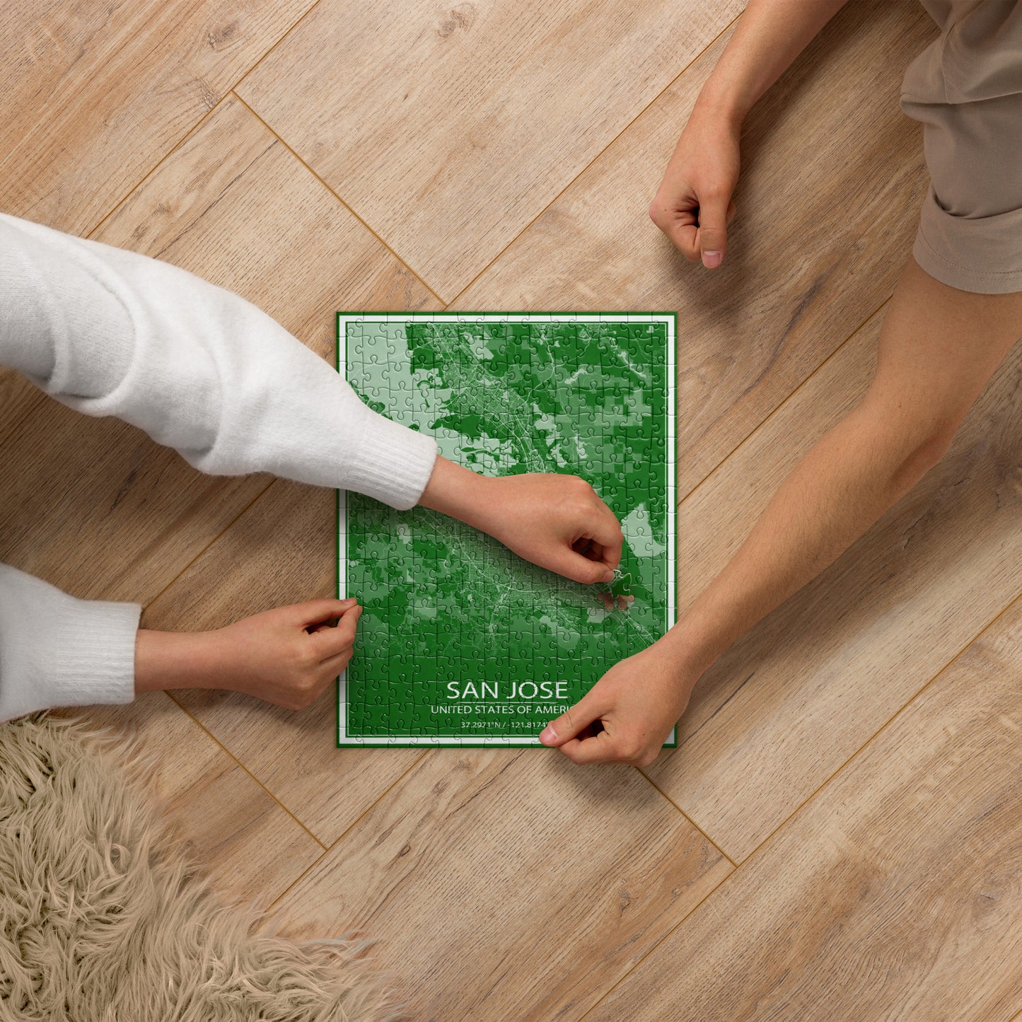 San Jose Green and White Map Jigsaw Puzzle