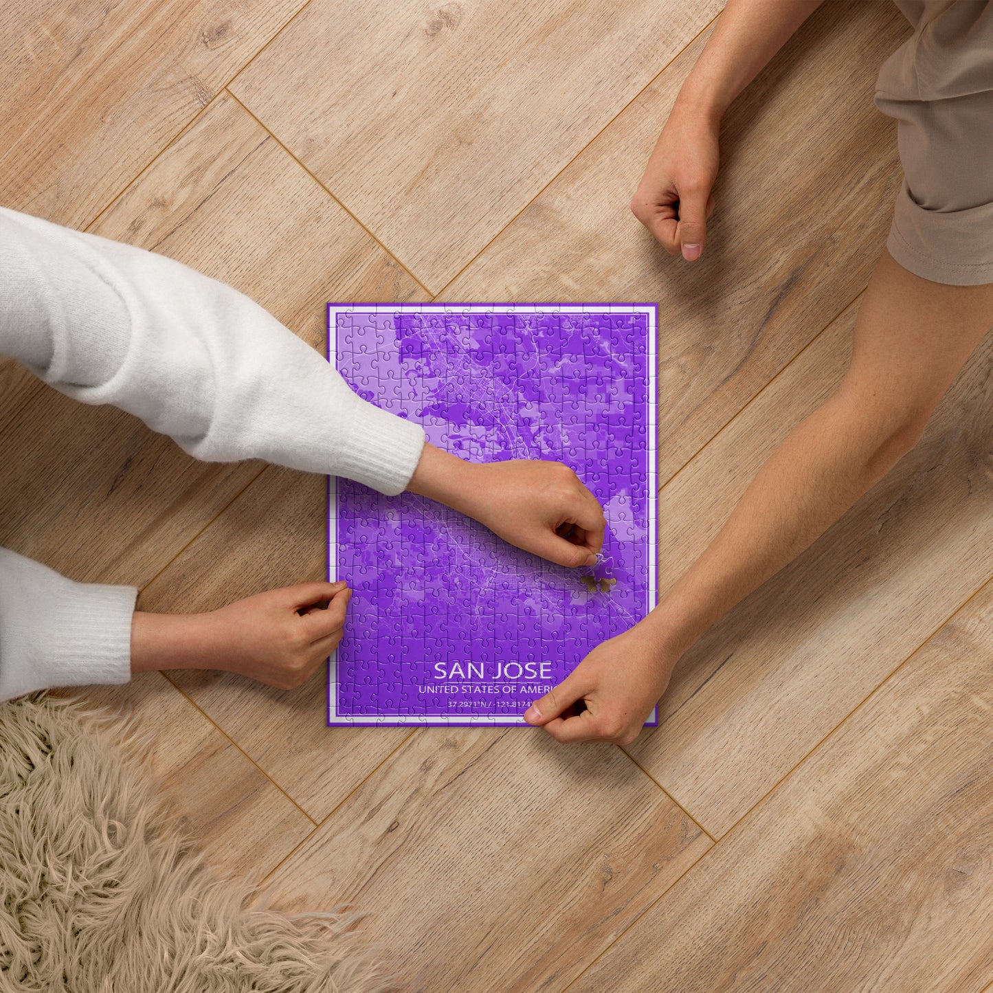 San Jose Purple and White Map Jigsaw Puzzle
