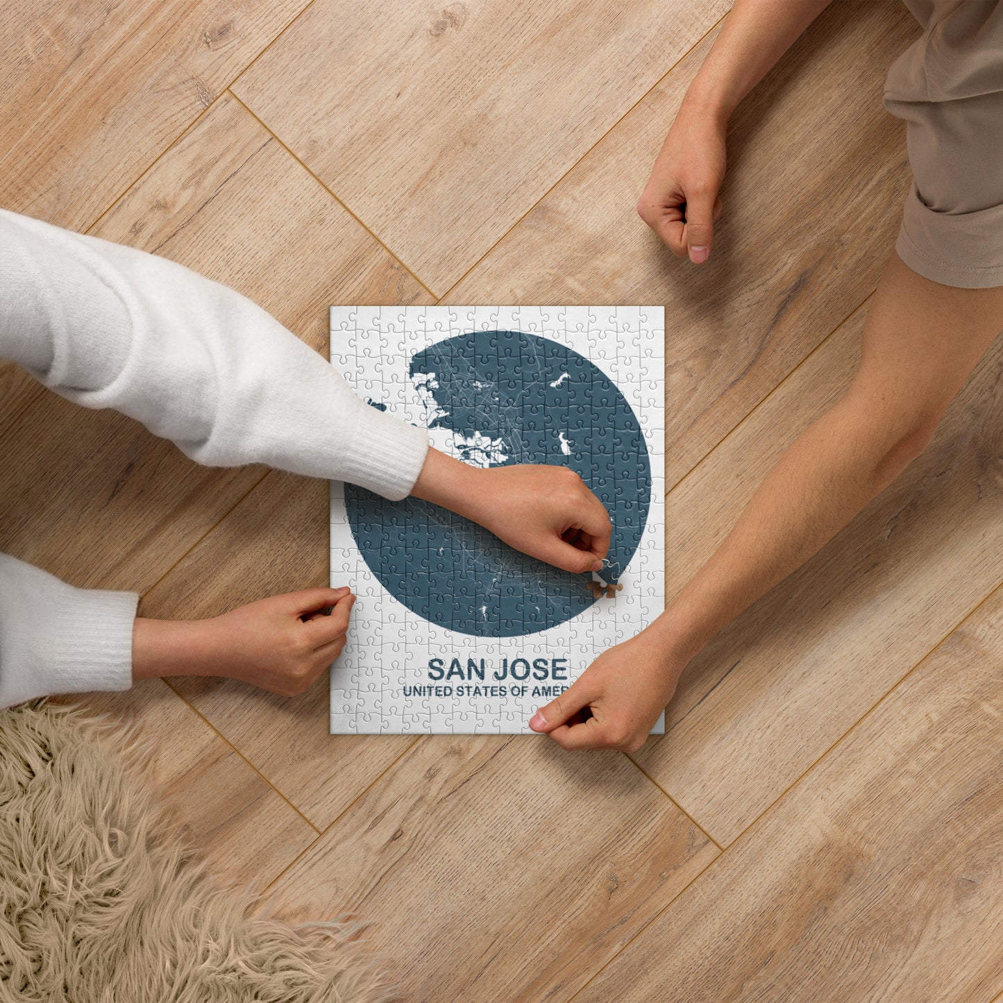 San Jose Circular Blue Map Jigsaw Puzzle