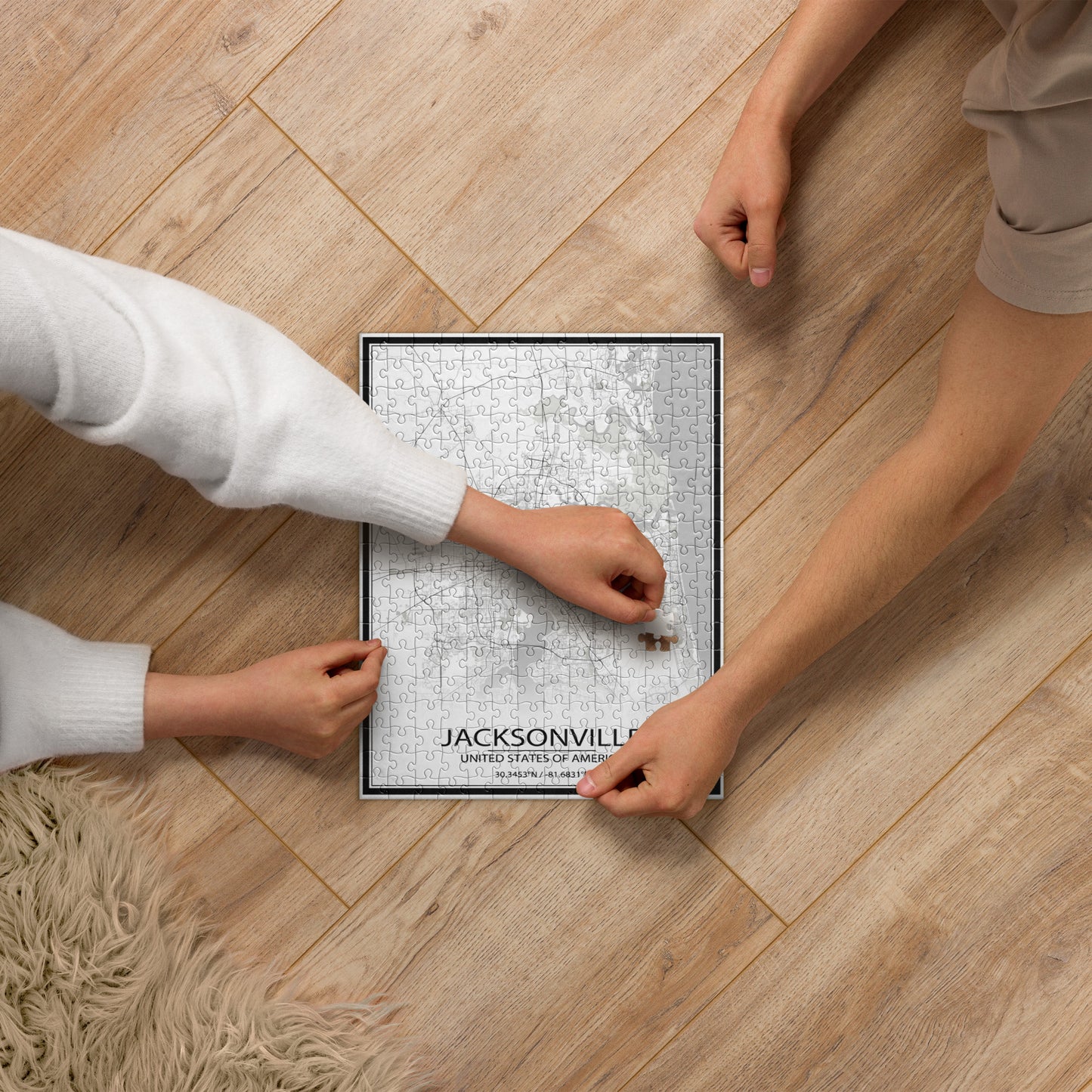 Jacksonville White Map Jigsaw Puzzle
