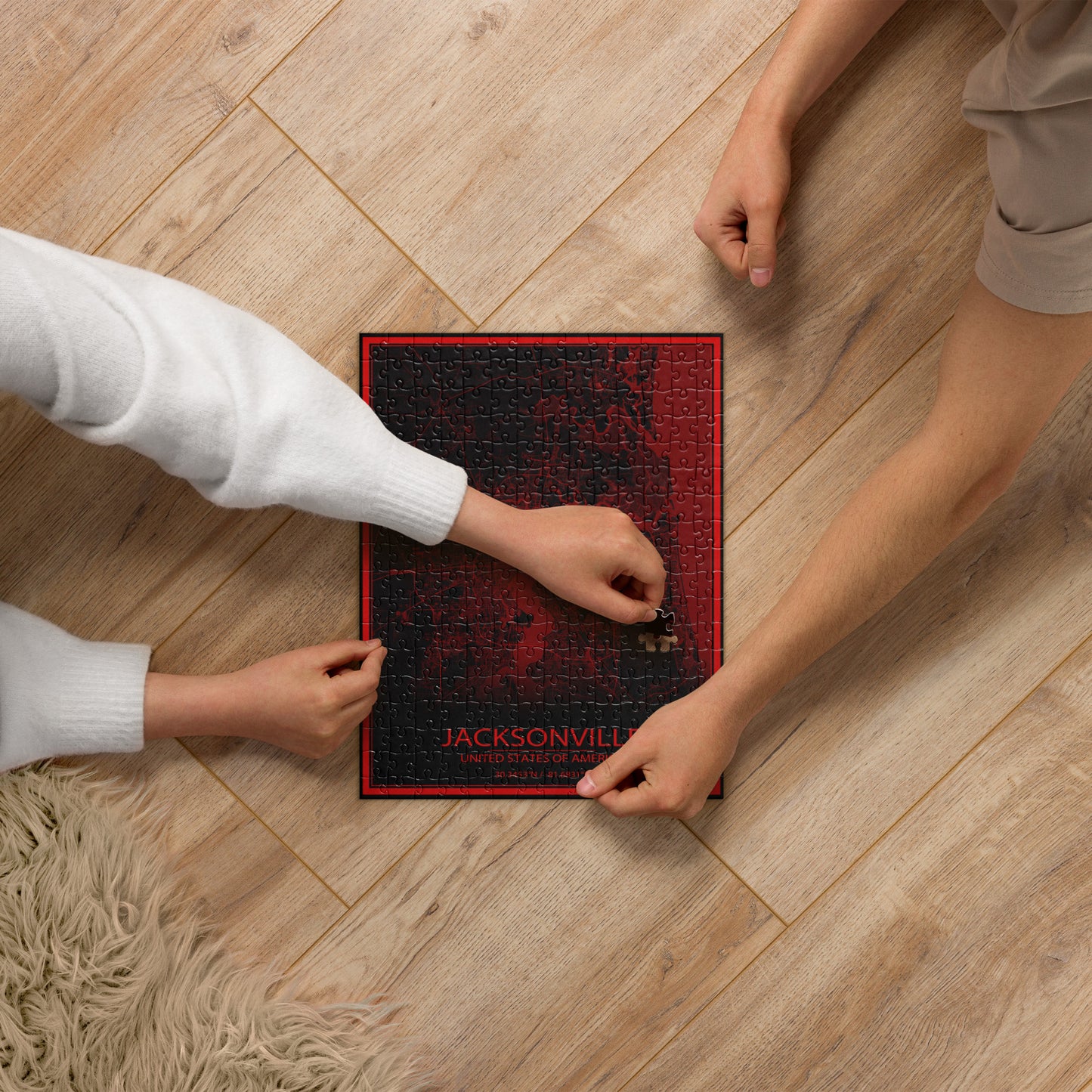 Jacksonville Black and Red Map Jigsaw Puzzle