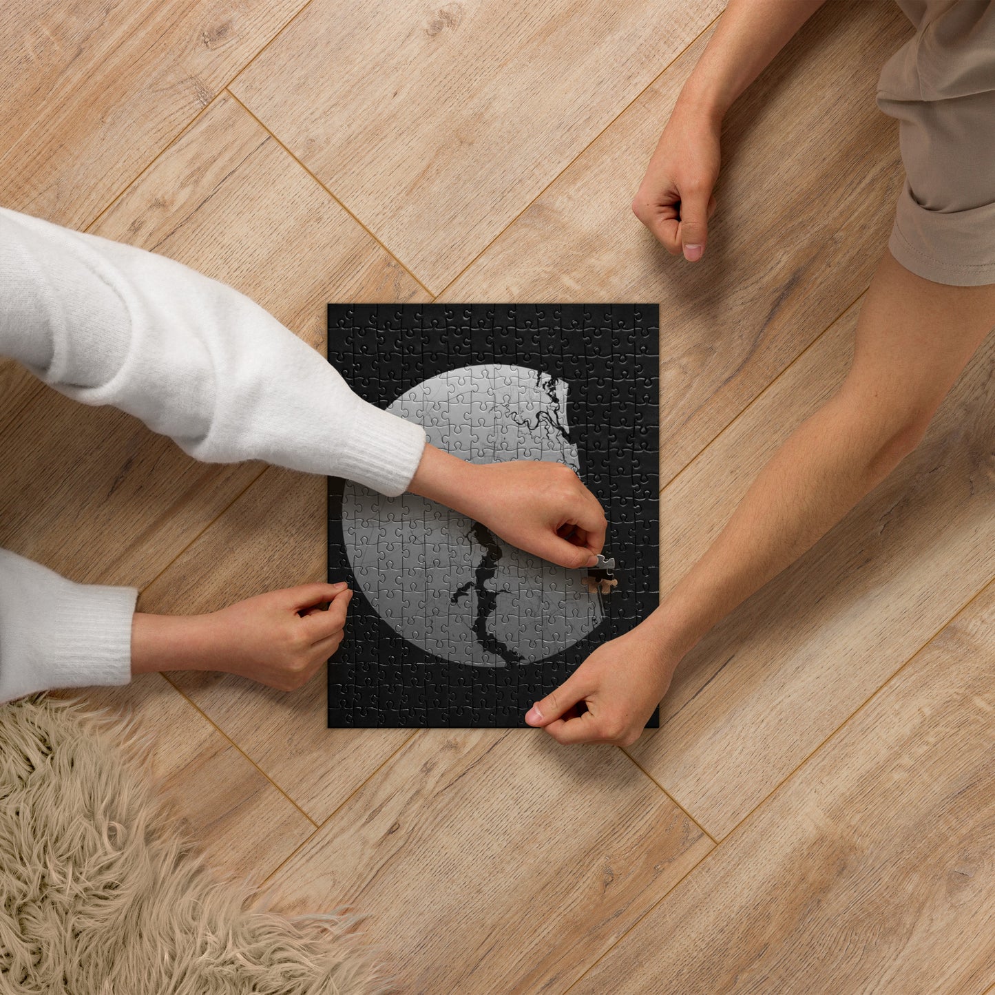 Jacksonville Silver on Black Map Jigsaw Puzzle