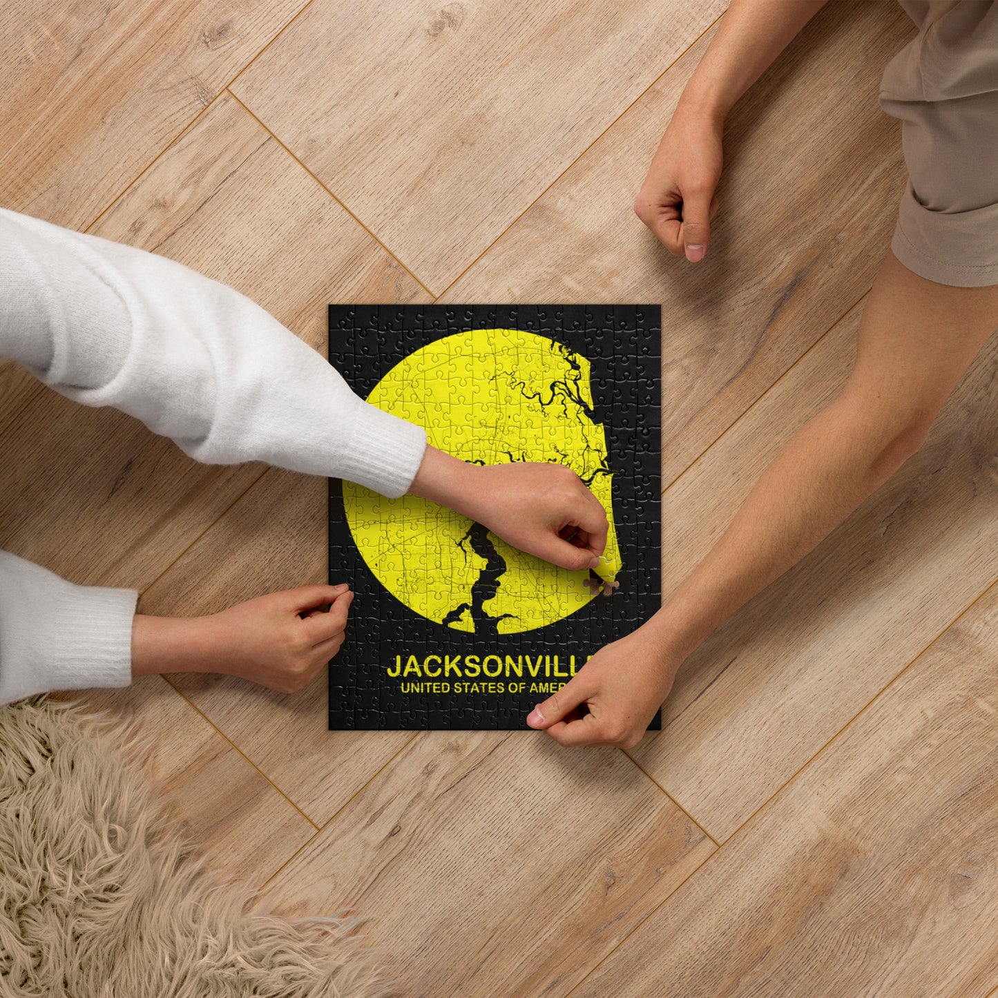 Jacksonville Circular Yellow Map Jigsaw Puzzle