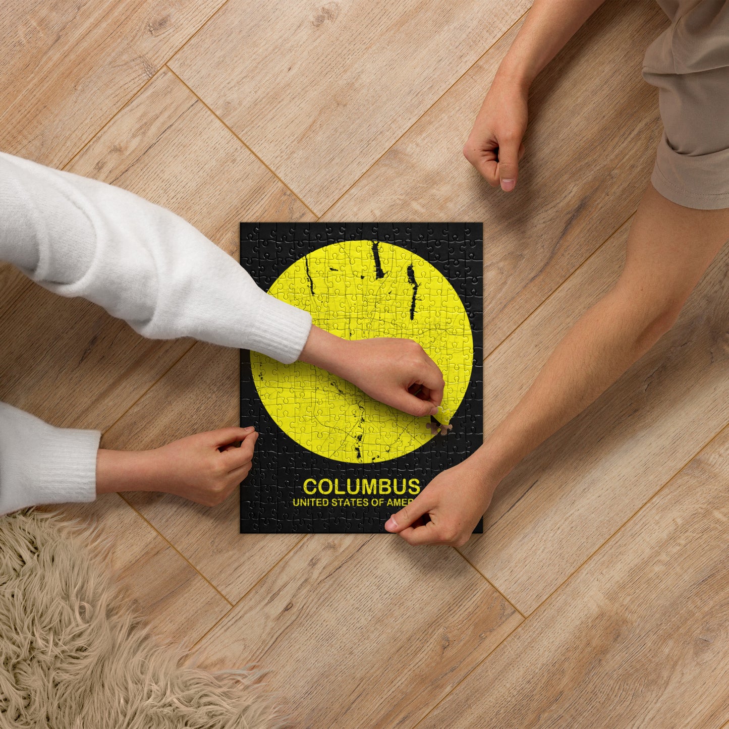 Columbus Circular Yellow Map Jigsaw Puzzle