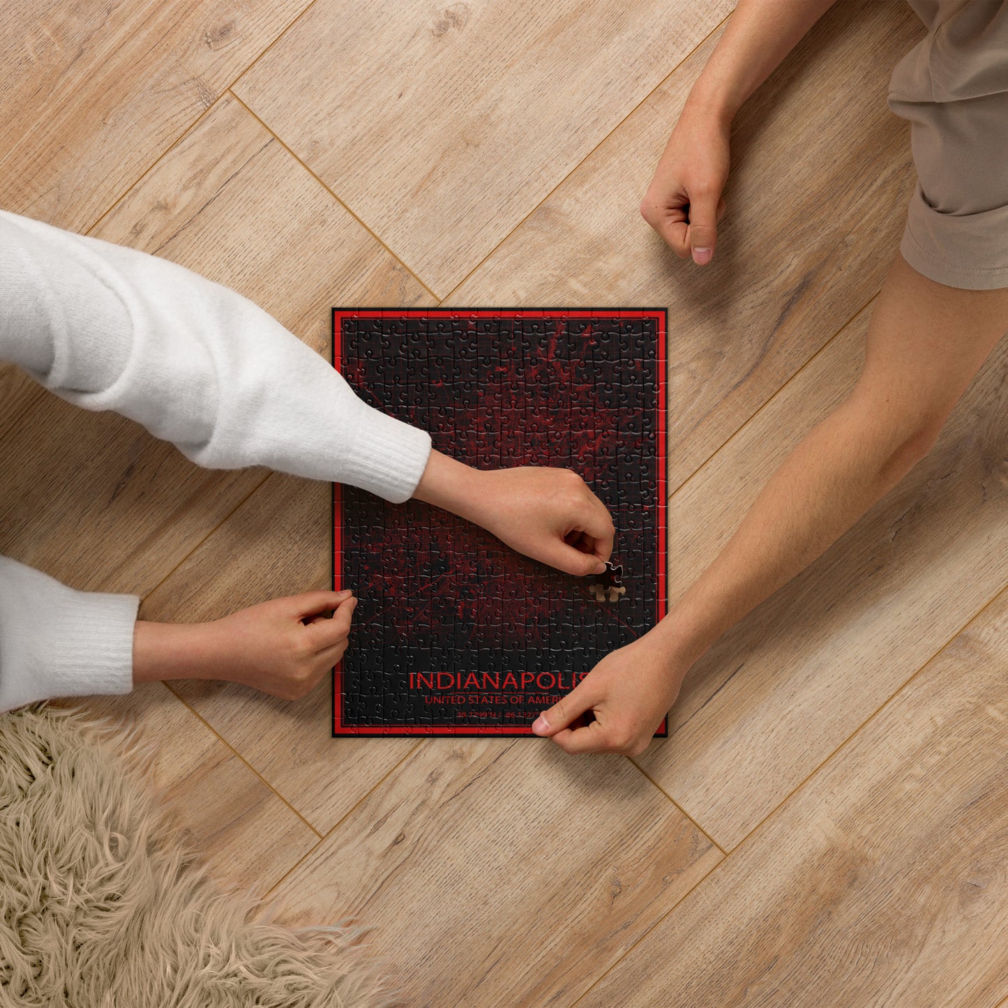 Indianapolis Black and Red Map Jigsaw Puzzle