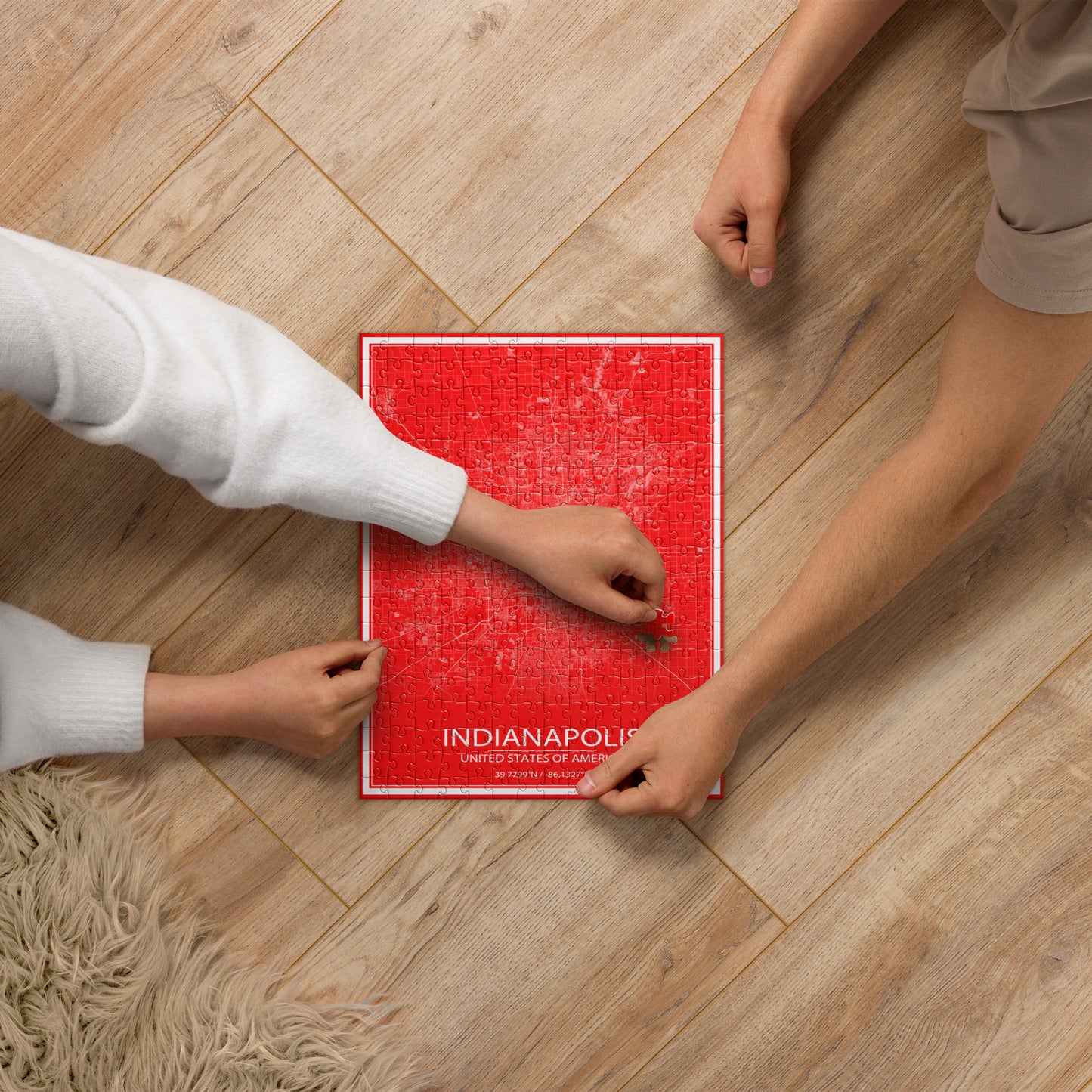 Indianapolis Red and White Map Jigsaw Puzzle