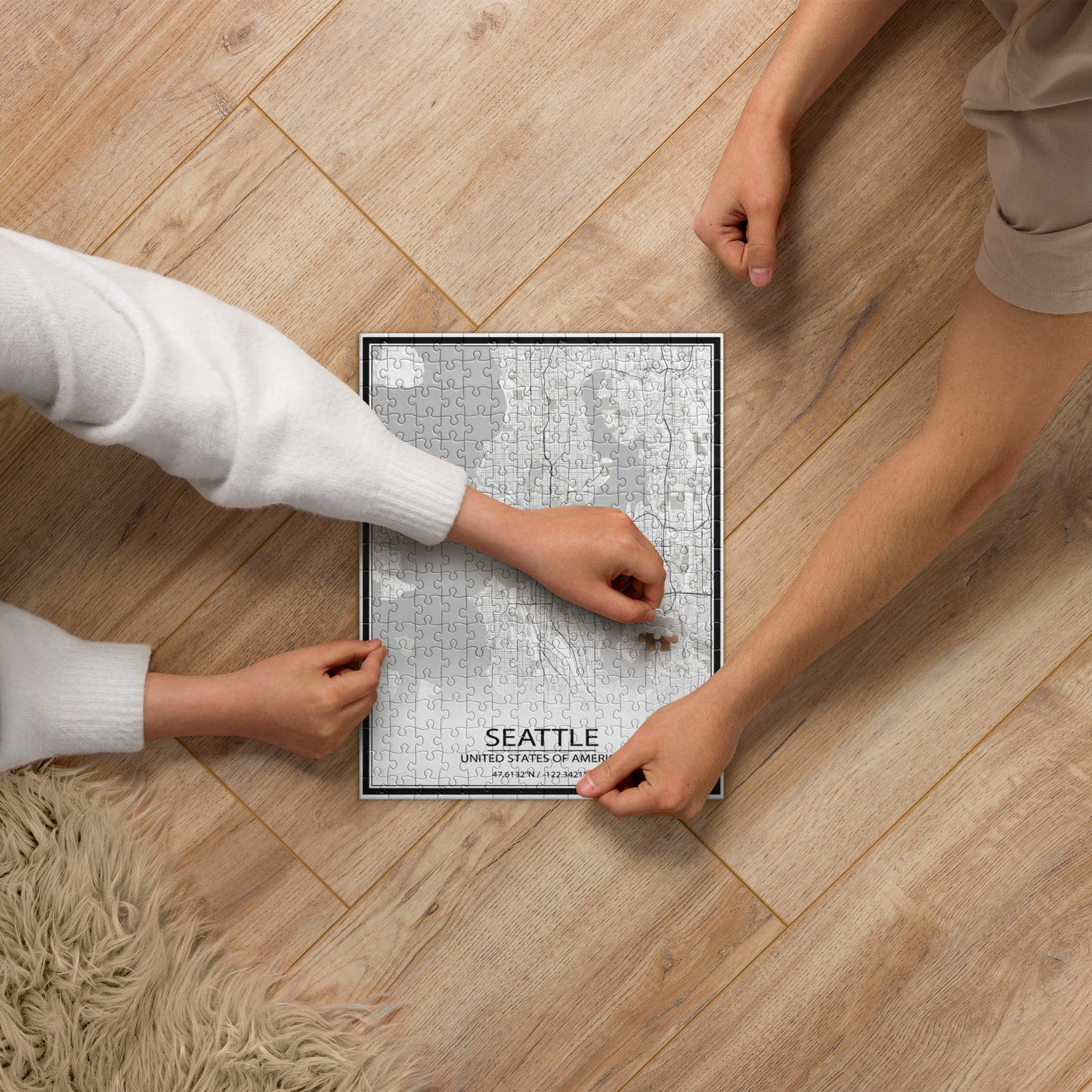 Seattle White Map Jigsaw Puzzle
