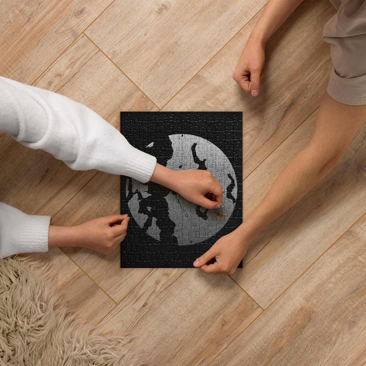 Seattle Silver on Black Map Jigsaw Puzzle